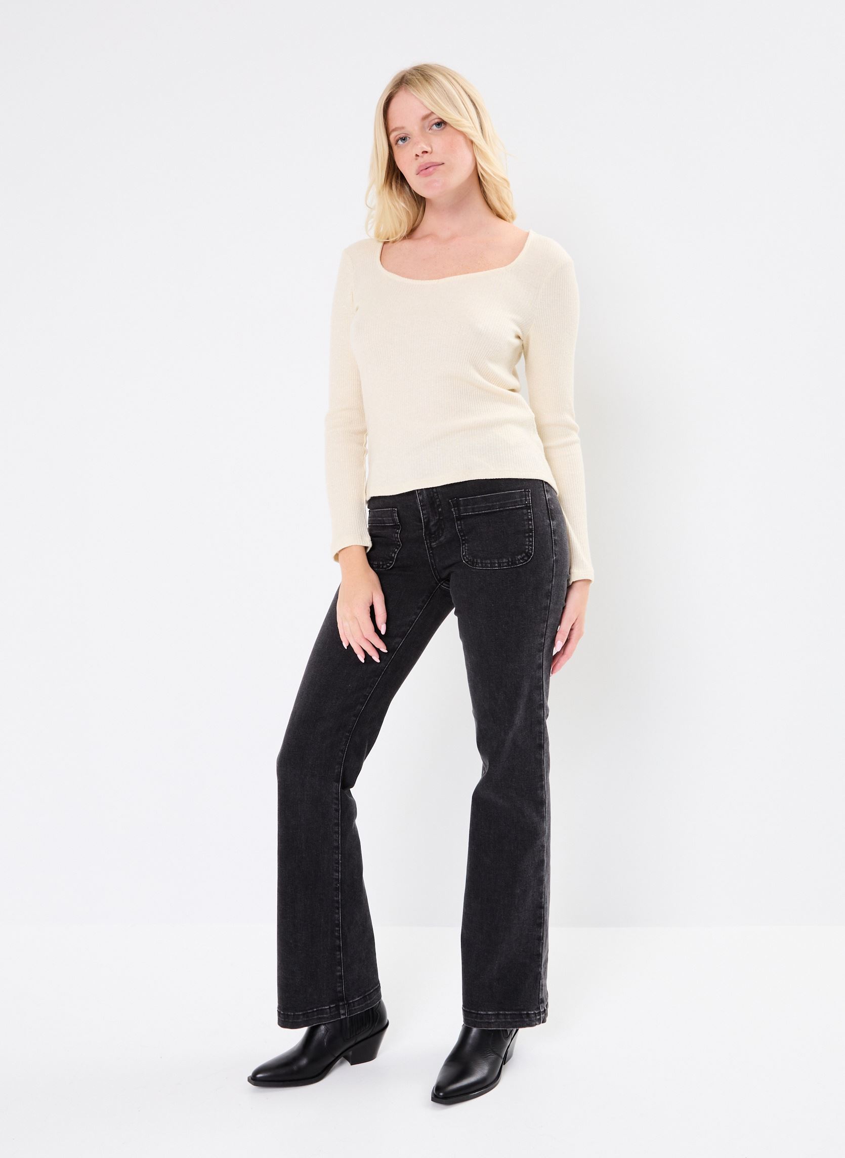 Tee-shirts manches longues VMONAJA L/S TOP JRS BTQ femme beige Vero Moda Tee-shirts manches longues VMONAJA L/S TOP JRS BTQ femme beige Pristine