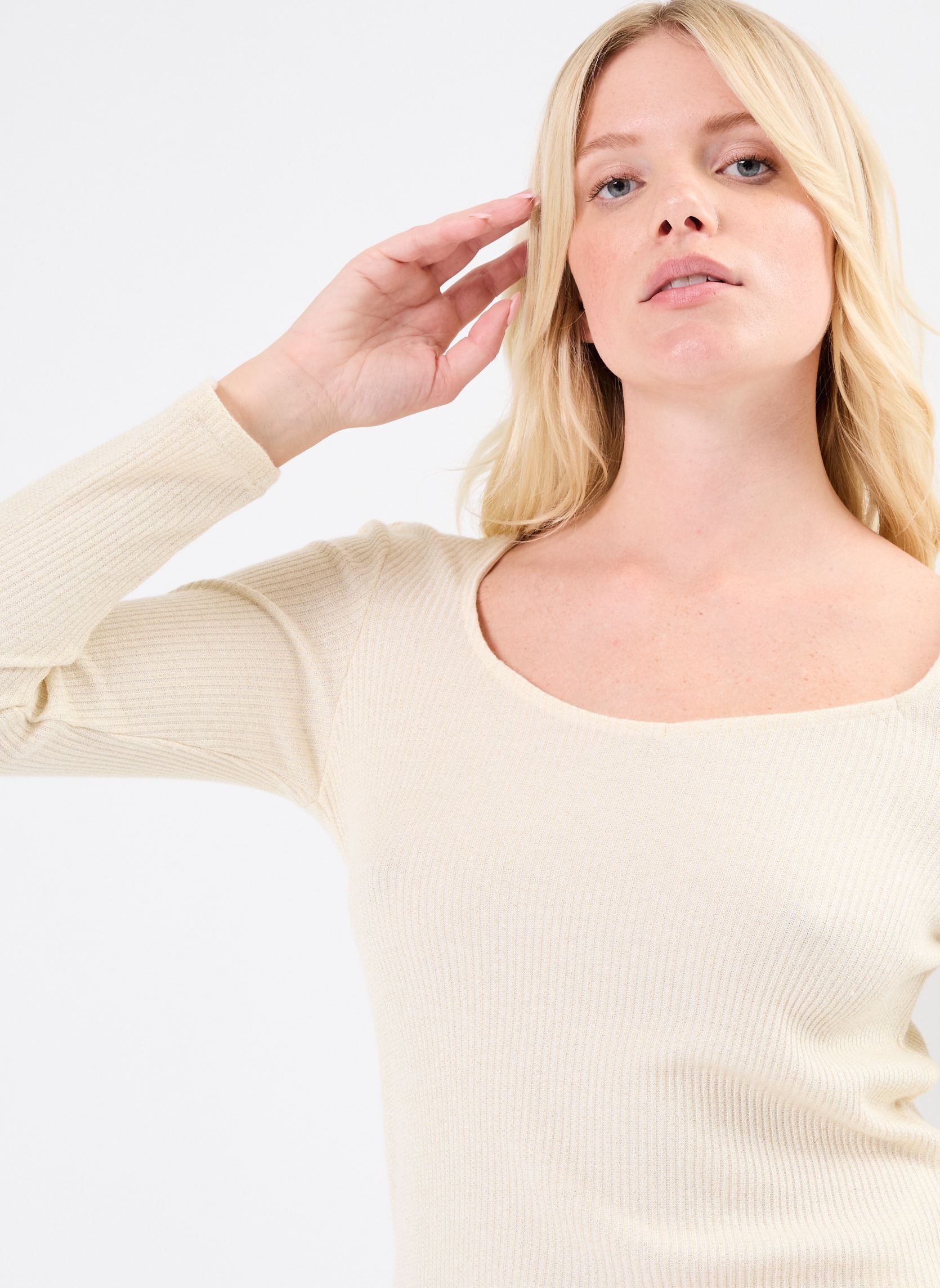 Tee-shirts manches longues VMONAJA L/S TOP JRS BTQ femme beige Vero Moda Tee-shirts manches longues VMONAJA L/S TOP JRS BTQ femme beige Pristine
