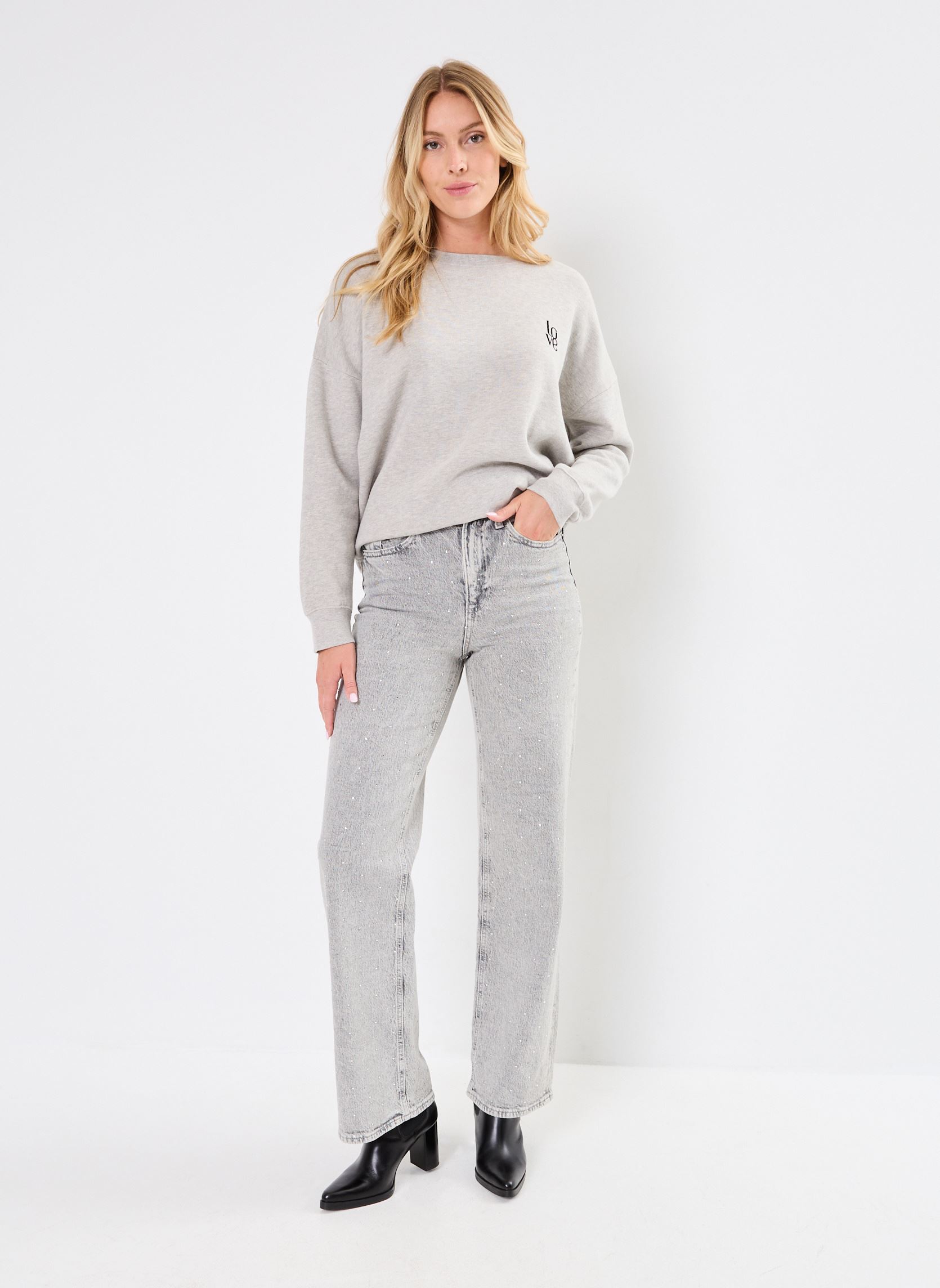 Wijde jeans / Flared Jeans VMTESSA HR WIDE JEANS RHINES RA207 GA dames grijs Vero Moda Wijde jeans / Flared Jeans VMTESSA HR WIDE JEANS RHINES RA207 GA dames grijs Medium Grey Denim