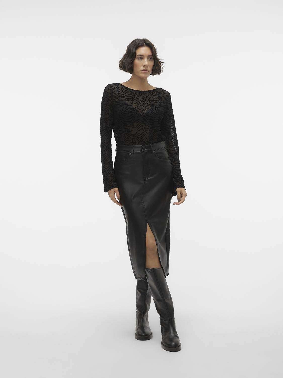 Jupes mi-longues VMVERI HR CALF PL SKIRT NOOS femme noir Vero Moda Jupes mi-longues VMVERI HR CALF PL SKIRT NOOS femme noir BLACK