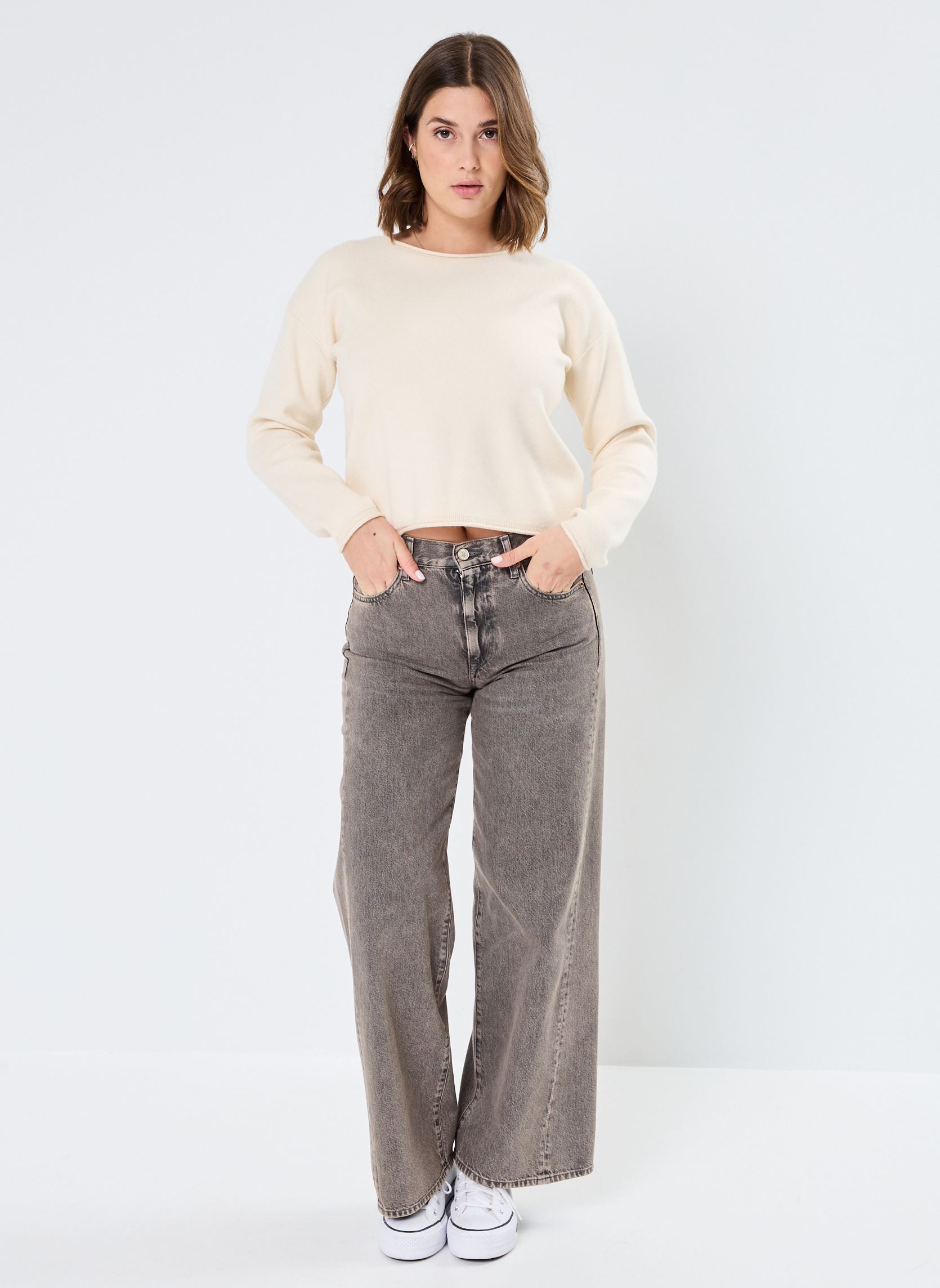 Pulls VMGOLD ROLL LS O-NECK PULLOVER GA femme beige Vero Moda Pulls VMGOLD ROLL LS O-NECK PULLOVER GA femme beige Birch