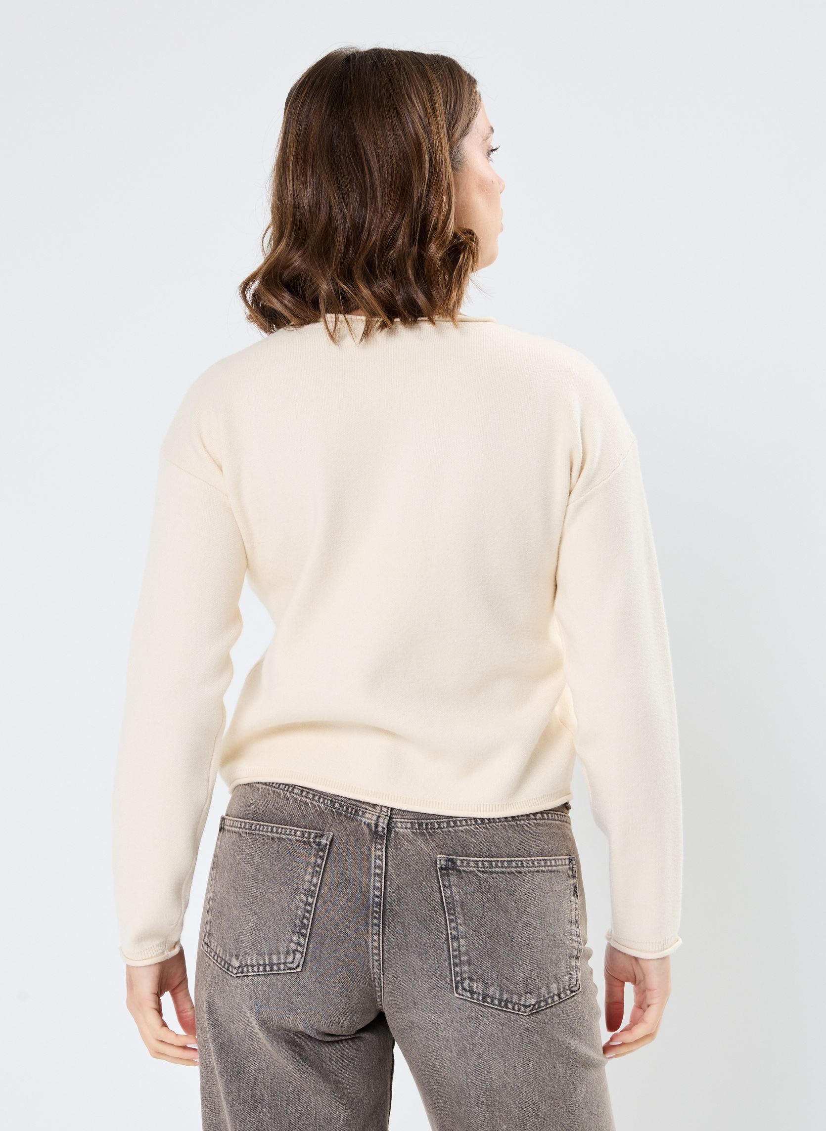 Pulls VMGOLD ROLL LS O-NECK PULLOVER GA femme beige Vero Moda Pulls VMGOLD ROLL LS O-NECK PULLOVER GA femme beige Birch