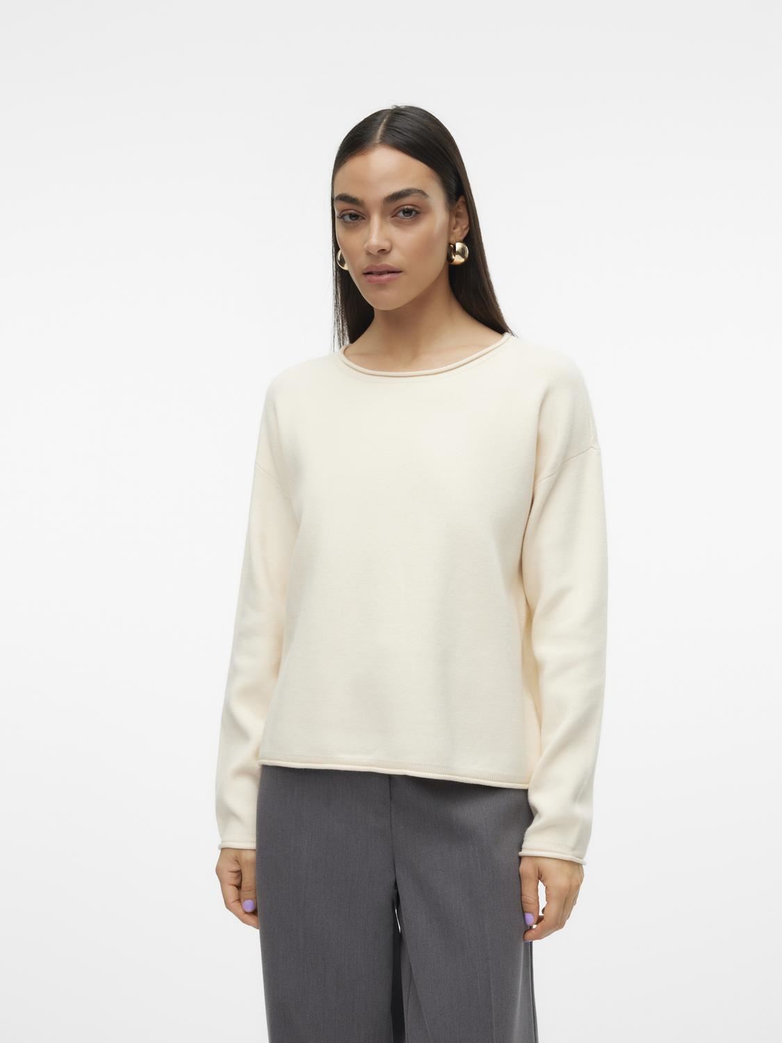 Pulls VMGOLD ROLL LS O-NECK PULLOVER GA femme beige Vero Moda Pulls VMGOLD ROLL LS O-NECK PULLOVER GA femme beige Birch