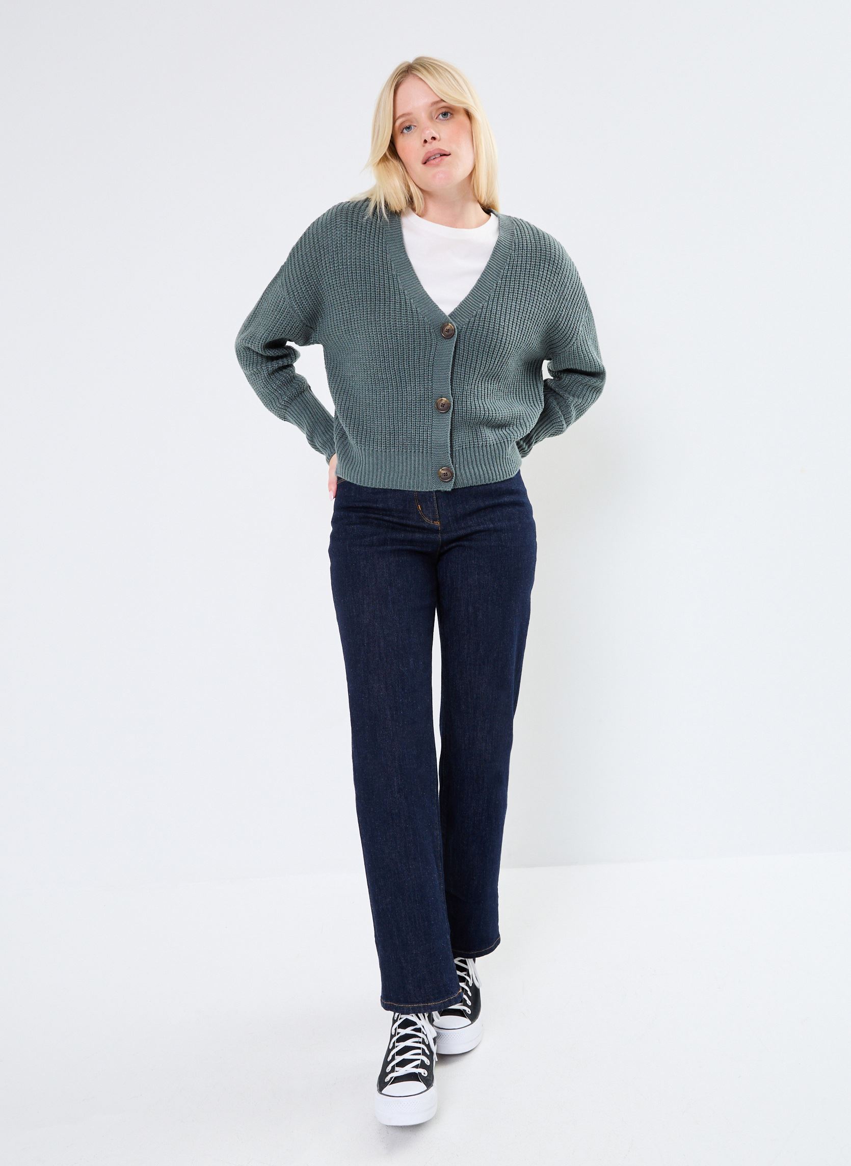 Gilet VMLEA LS V-NECK CUFF CARDIGAN NOOS donna verde Vero Moda Gilet VMLEA LS V-NECK CUFF CARDIGAN NOOS donna verde Balsam Green