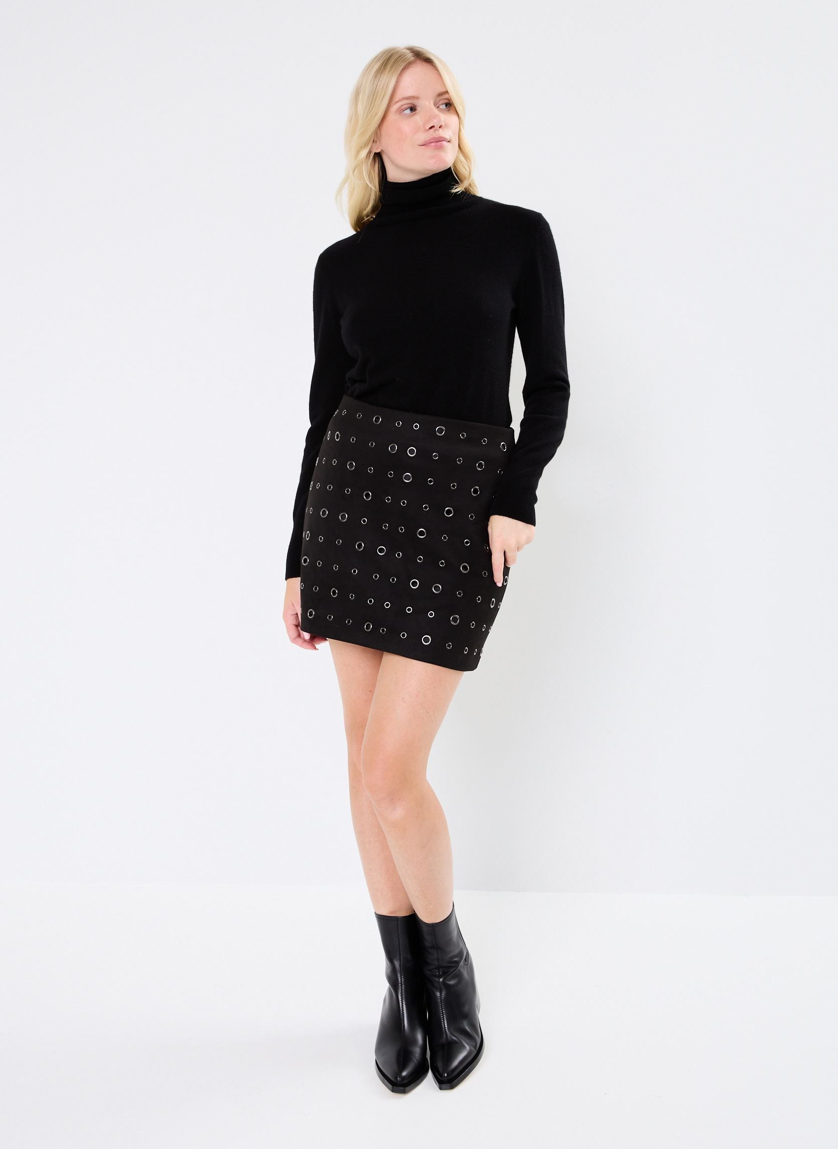 Kurze Röcke VMMALUA MW SHORT FAUX SUEDE SKIRT damen schwarz Vero Moda Kurze Röcke VMMALUA MW SHORT FAUX SUEDE SKIRT damen schwarz Black