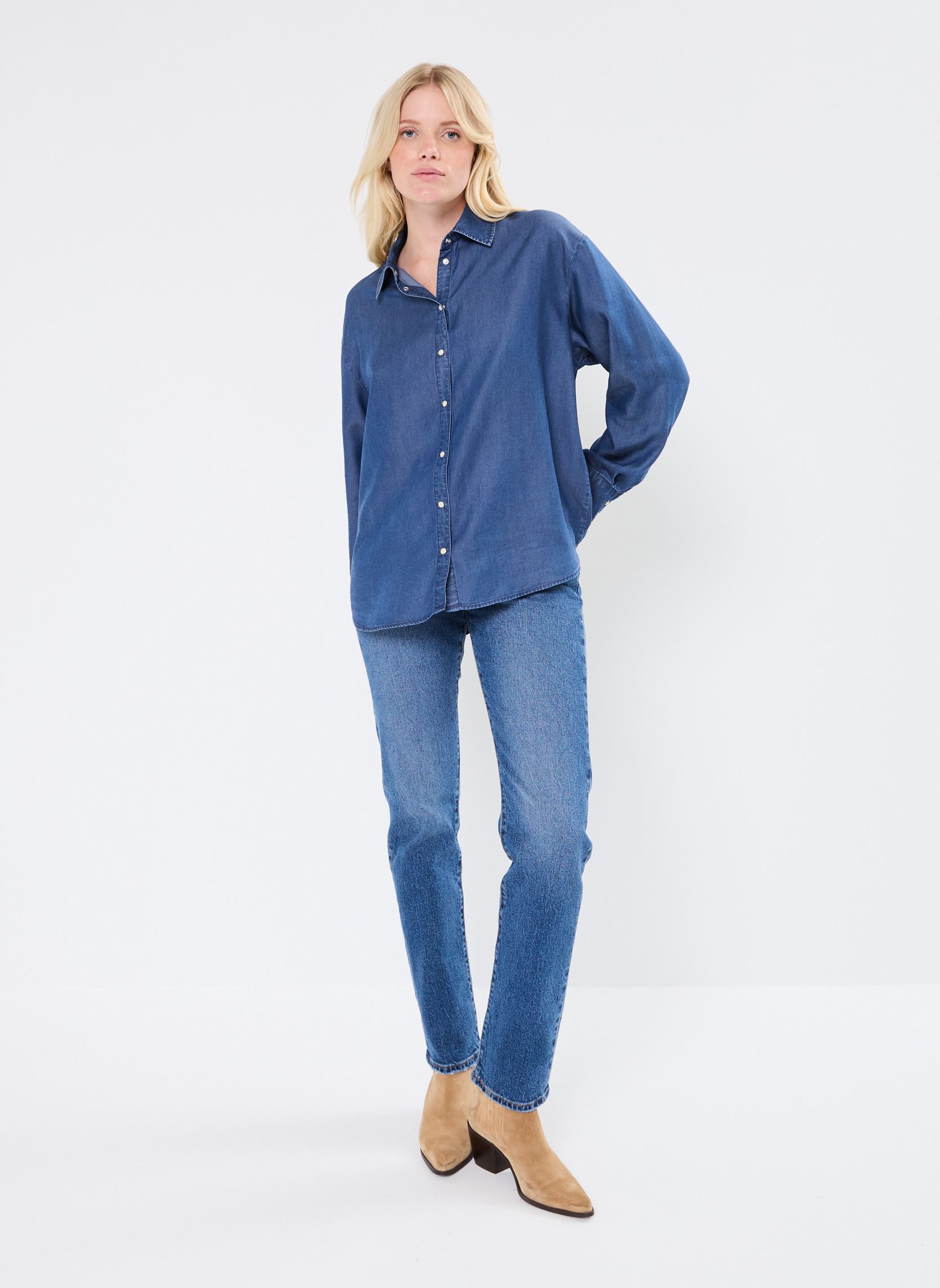 Camicie a maniche lunghe VMPAULINE LS LOOSE DENIM SHIRT YO349 LCS donna blu Vero Moda Camicie a maniche lunghe VMPAULINE LS LOOSE DENIM SHIRT YO349 LCS donna blu Medium Blue Denim