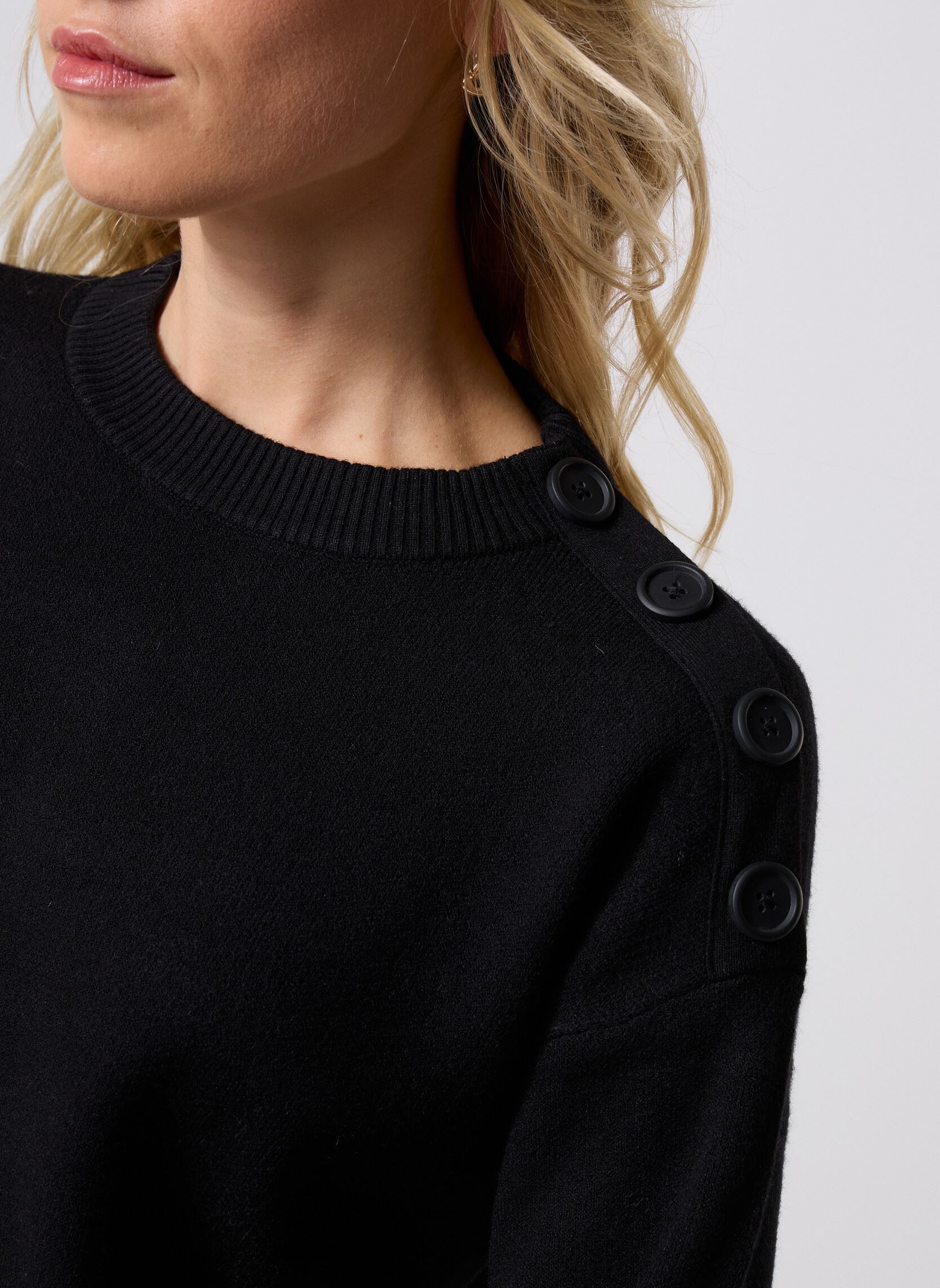 Jurken VMSABA LS O-NECK BUTTON DRESS GA dames zwart Vero Moda Jurken VMSABA LS O-NECK BUTTON DRESS GA dames zwart Black b