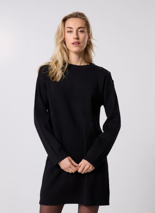 Vero Moda Jurken VMSABA LS O-NECK BUTTON DRESS GA dames zwart
