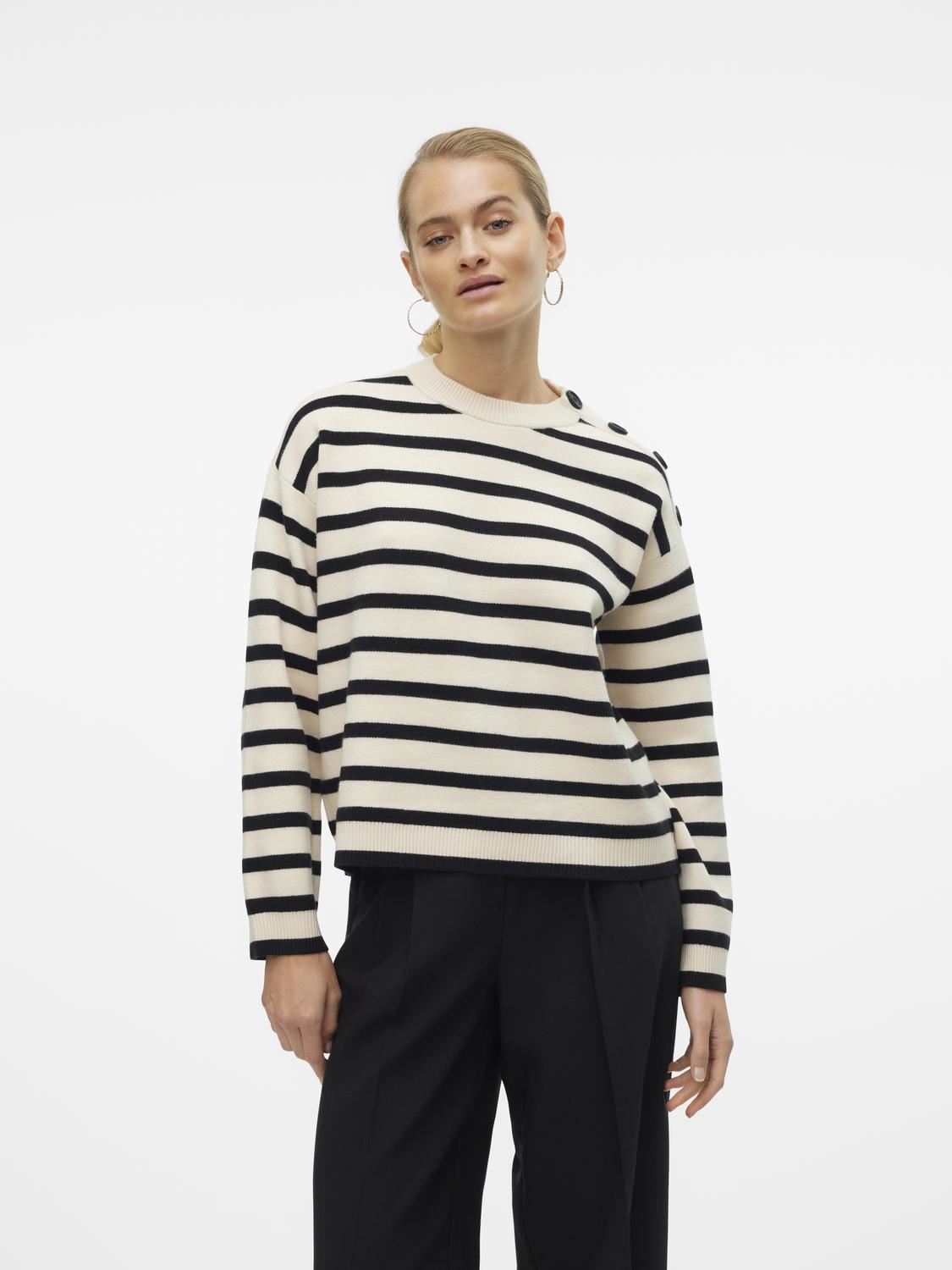 Vêtements Vero Moda VMSABA LS O NECK BUTTON PULLOVER GA NOOS pour Accessoires