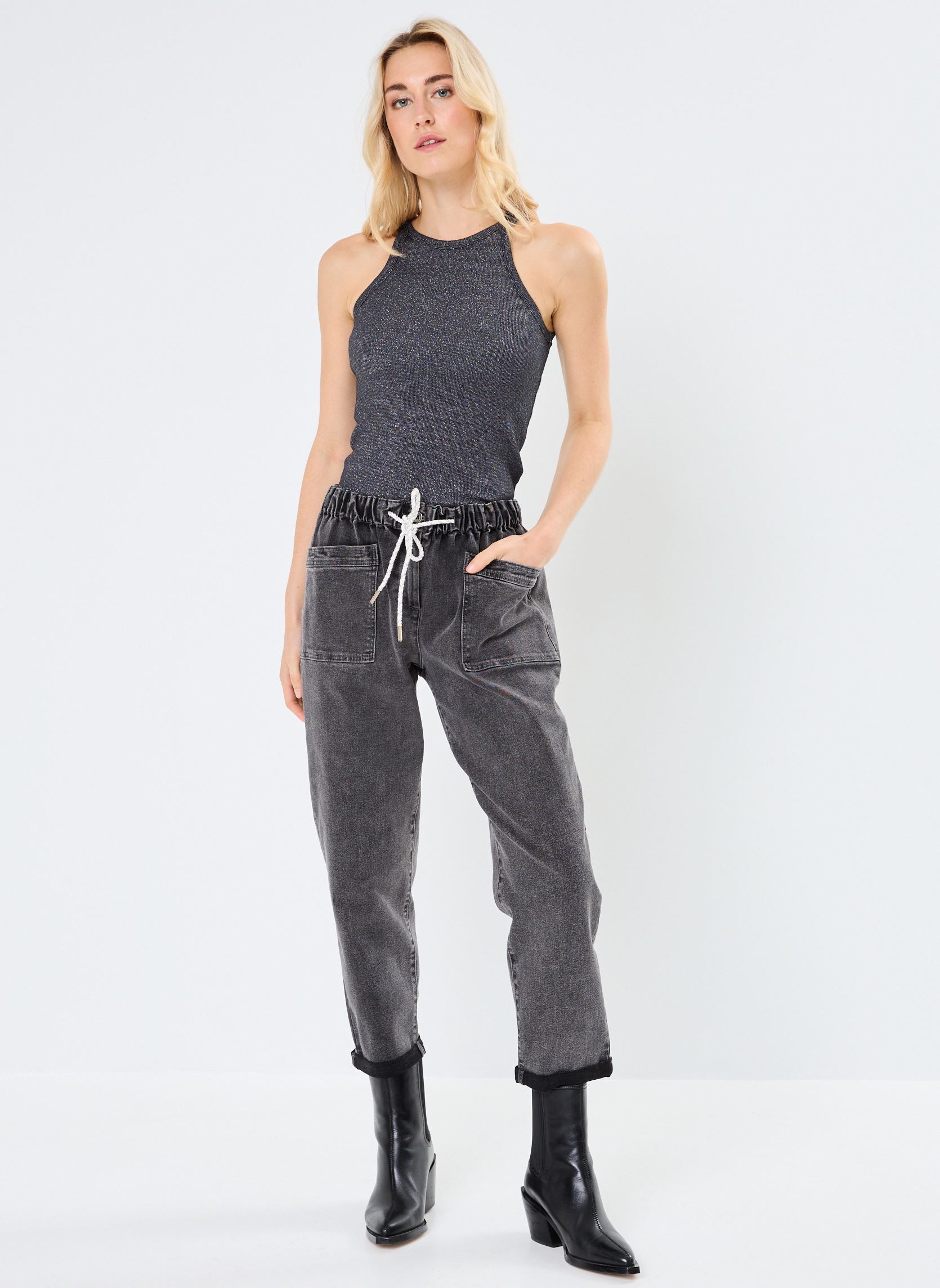 Kurzarm-T-Shirts VMCHLOE LUREX SHORT TANK TOP JRS NOOS damen schwarz Vero Moda Kurzarm-T-Shirts VMCHLOE LUREX SHORT TANK TOP JRS NOOS damen schwarz Black
