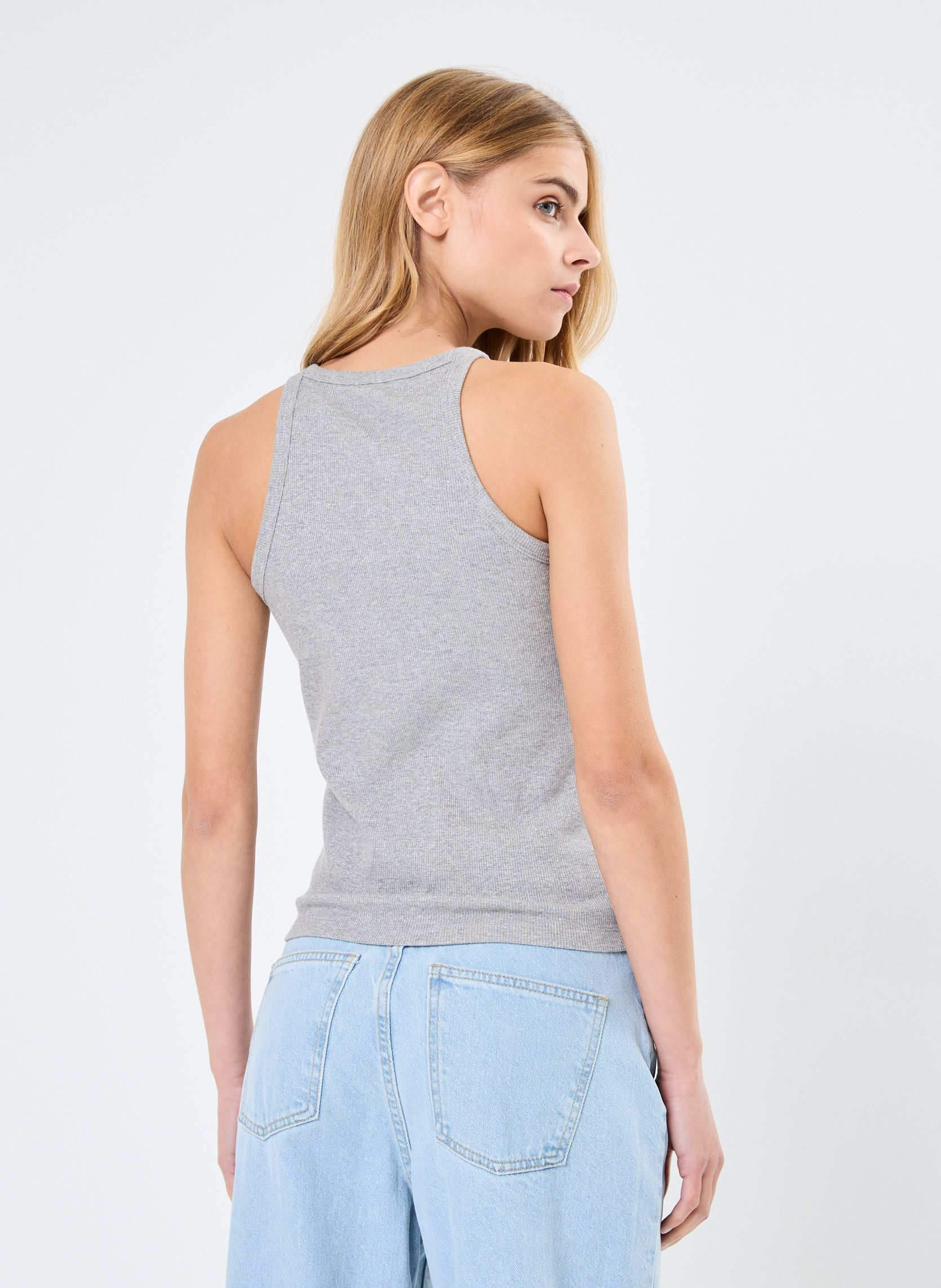 T-shirt a maniche corte VMCHLOE LUREX SHORT TANK TOP JRS NOOS donna grigio Vero Moda T-shirt a maniche corte VMCHLOE LUREX SHORT TANK TOP JRS NOOS donna grigio Light Grey Melange