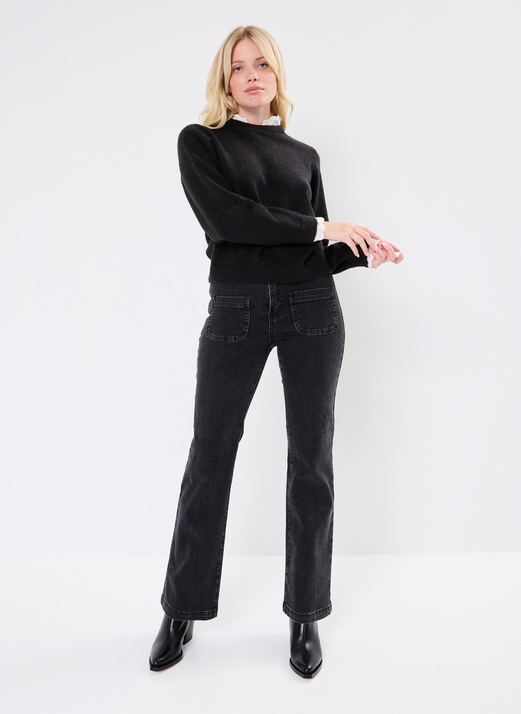 Pulls VMFIA LS O-NECK LACE PULLOVER GA femme blanc Vero Moda Pulls VMFIA LS O-NECK LACE PULLOVER GA femme blanc Black