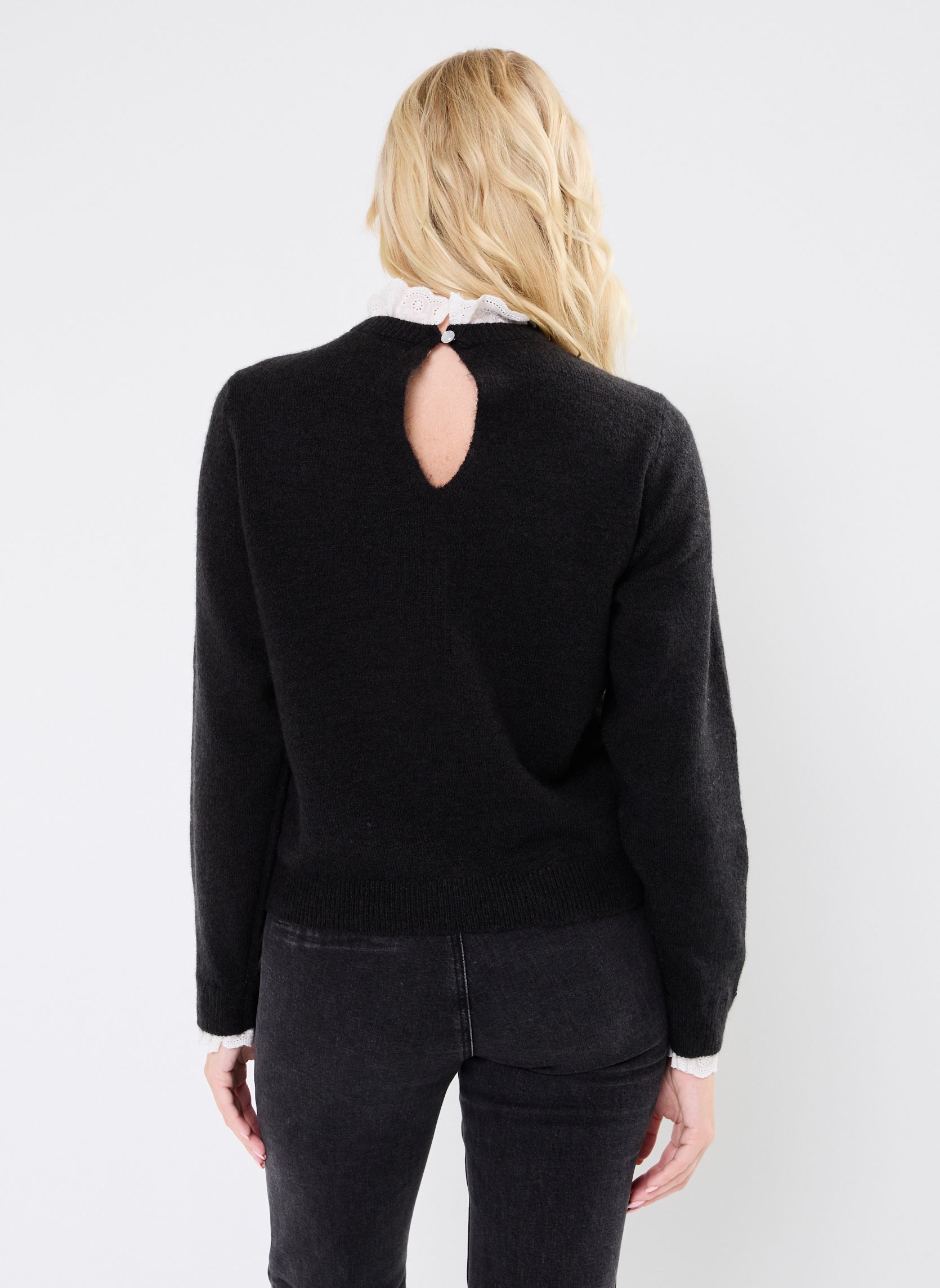 Pulls VMFIA LS O-NECK LACE PULLOVER GA femme blanc Vero Moda Pulls VMFIA LS O-NECK LACE PULLOVER GA femme blanc Black