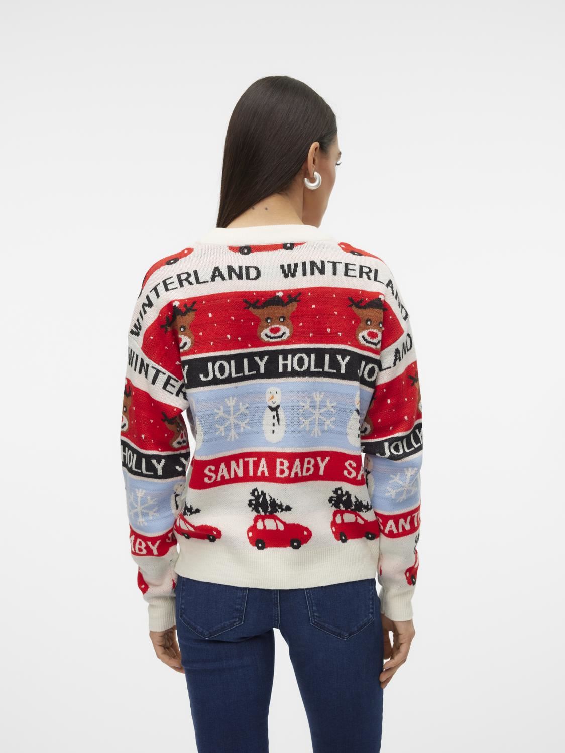 Pulls VMHOLLY JOLLYFLAKES LS O-NECK PULL.XMAS femme beige Vero Moda Pulls VMHOLLY JOLLYFLAKES LS O-NECK PULL.XMAS femme beige BIRCH