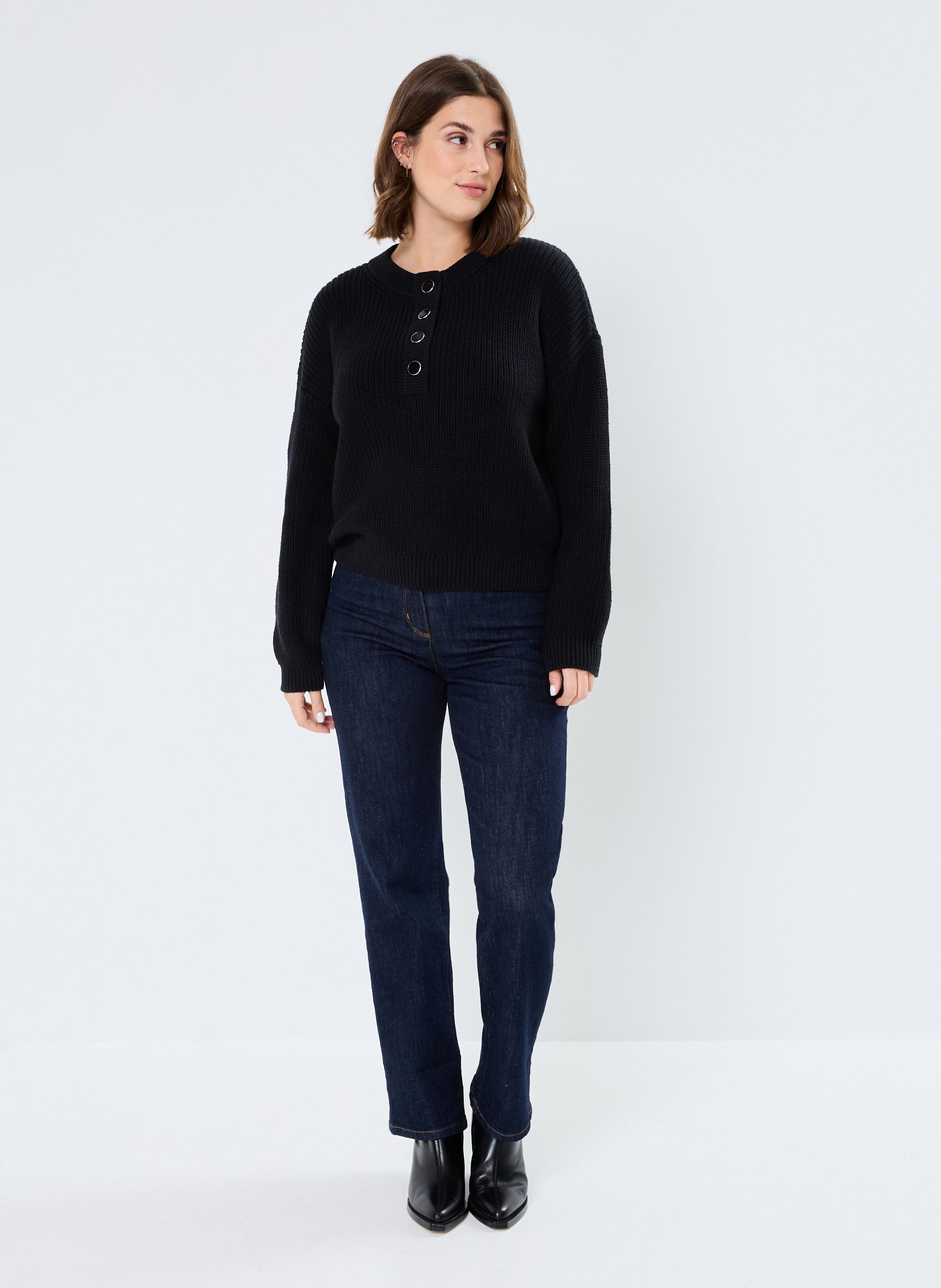 Pullover VMJULIET LS O-NCK BUTTON PULLOVER GA FR damen schwarz Vero Moda Pullover VMJULIET LS O-NCK BUTTON PULLOVER GA FR damen schwarz Black