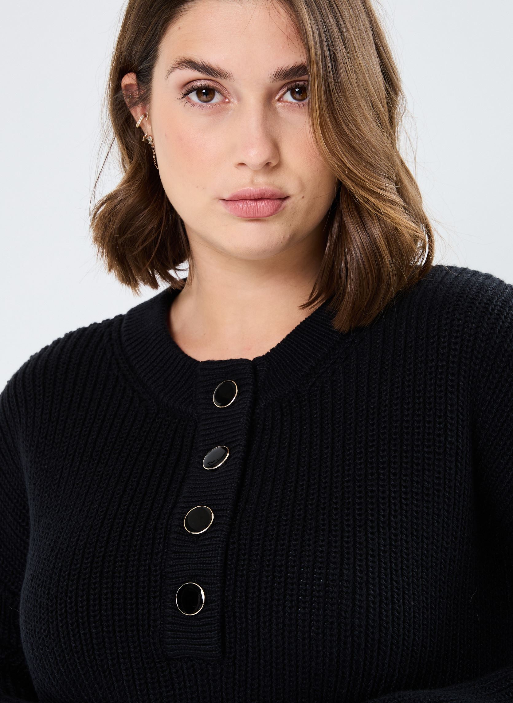 Pullover VMJULIET LS O-NCK BUTTON PULLOVER GA FR damen schwarz Vero Moda Pullover VMJULIET LS O-NCK BUTTON PULLOVER GA FR damen schwarz Black