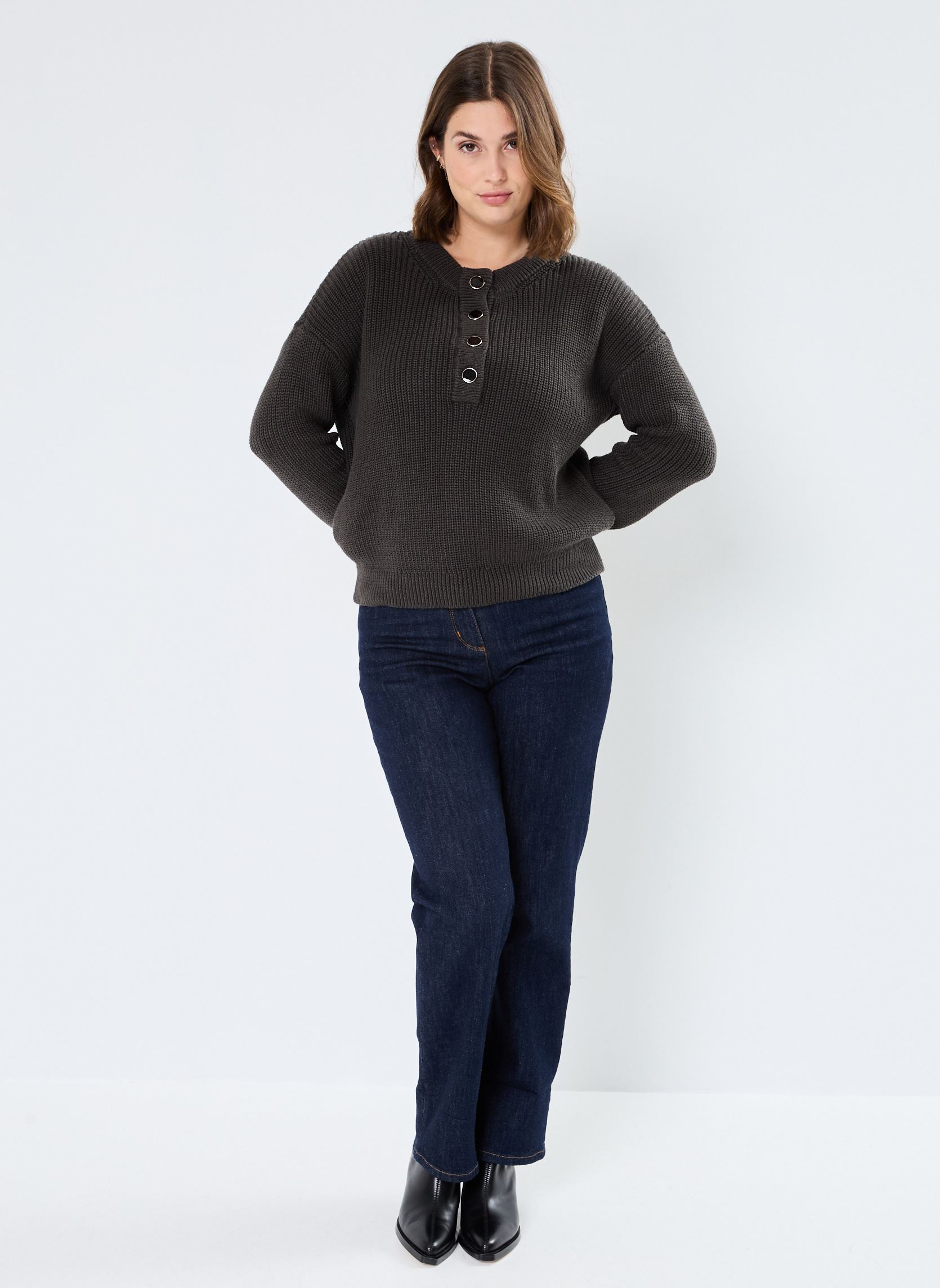 Pullover VMJULIET LS O-NCK BUTTON PULLOVER GA FR damen grün Vero Moda Pullover VMJULIET LS O-NCK BUTTON PULLOVER GA FR damen grün PEAT