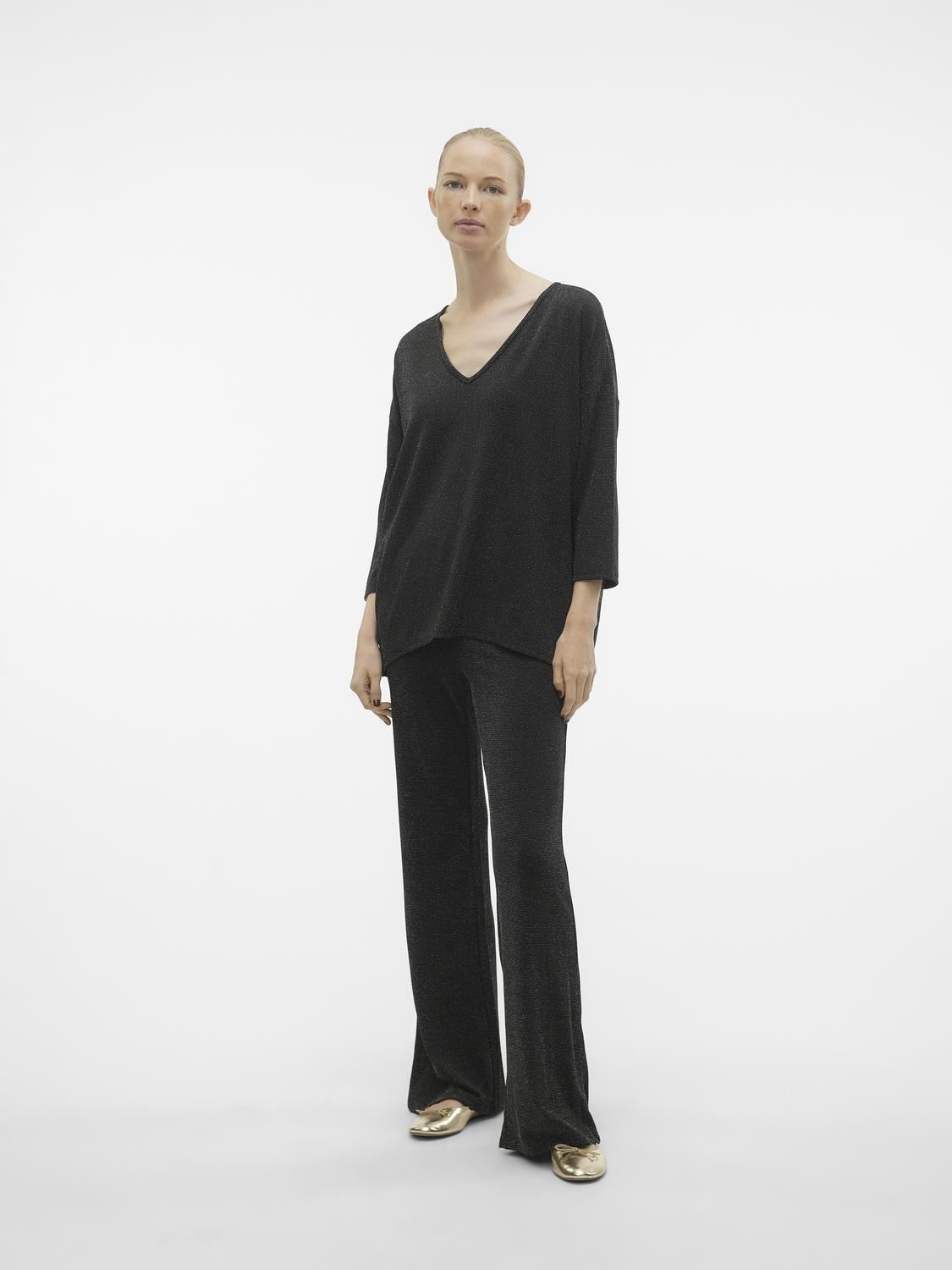 Tee-shirts manches longues VMKANVA 3/4 GLITTER V-NECK TOP JRS femme noir Vero Moda Tee-shirts manches longues VMKANVA 3/4 GLITTER V-NECK TOP JRS femme noir BLACK