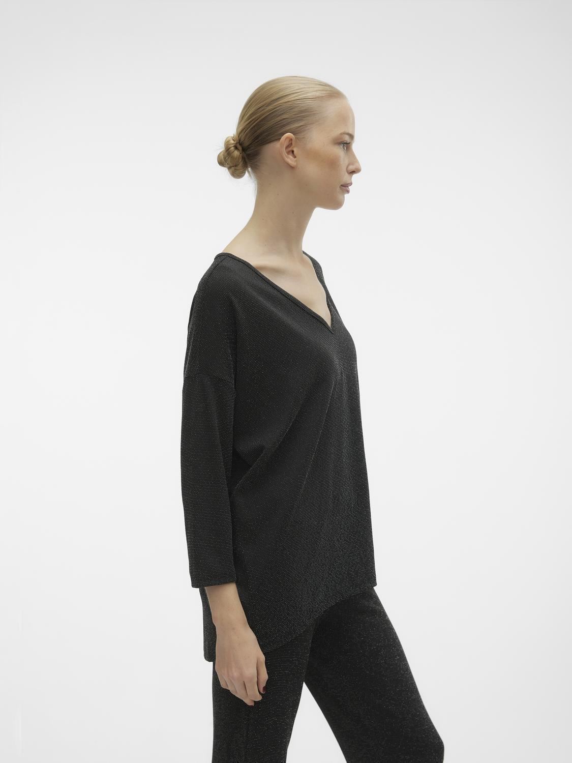 Tee-shirts manches longues VMKANVA 3/4 GLITTER V-NECK TOP JRS femme noir Vero Moda Tee-shirts manches longues VMKANVA 3/4 GLITTER V-NECK TOP JRS femme noir BLACK