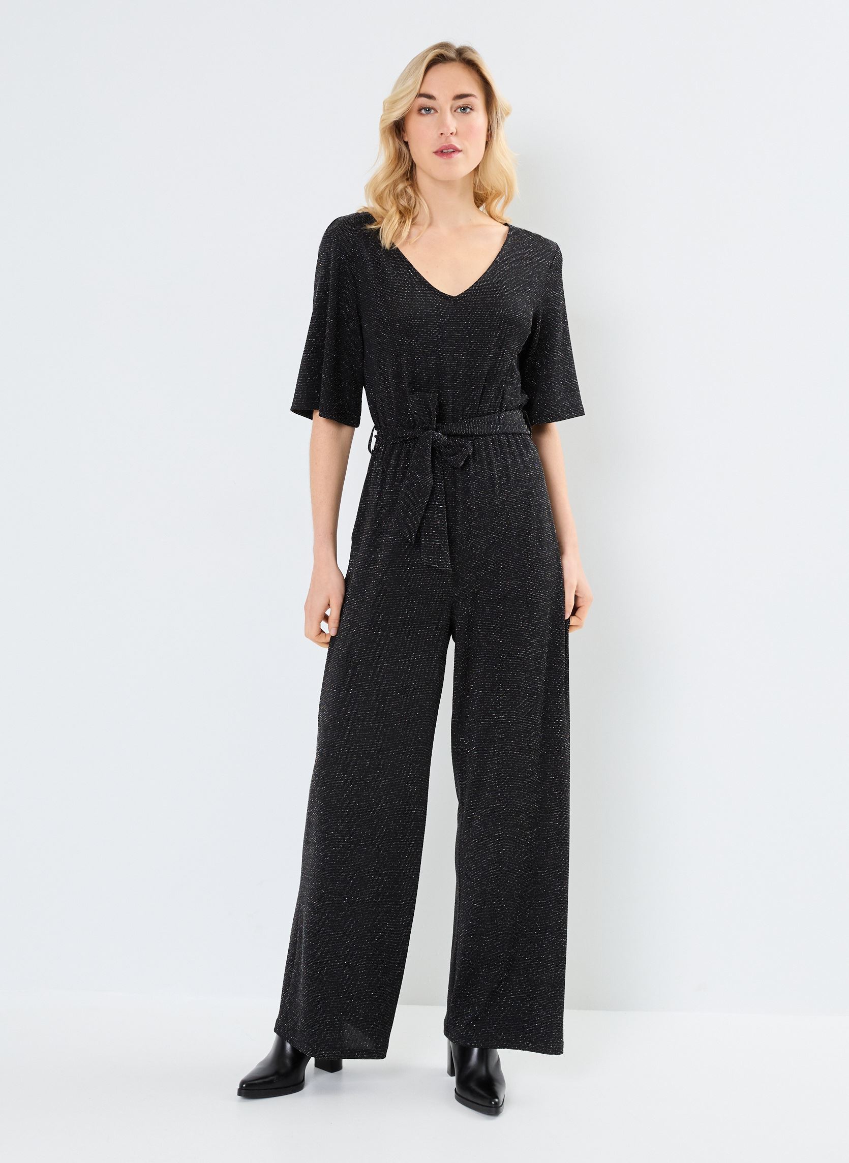 Broekpakken VMKANVA SS GLITTER JUMPSUIT JRS dames zwart Vero Moda Broekpakken VMKANVA SS GLITTER JUMPSUIT JRS dames zwart Black