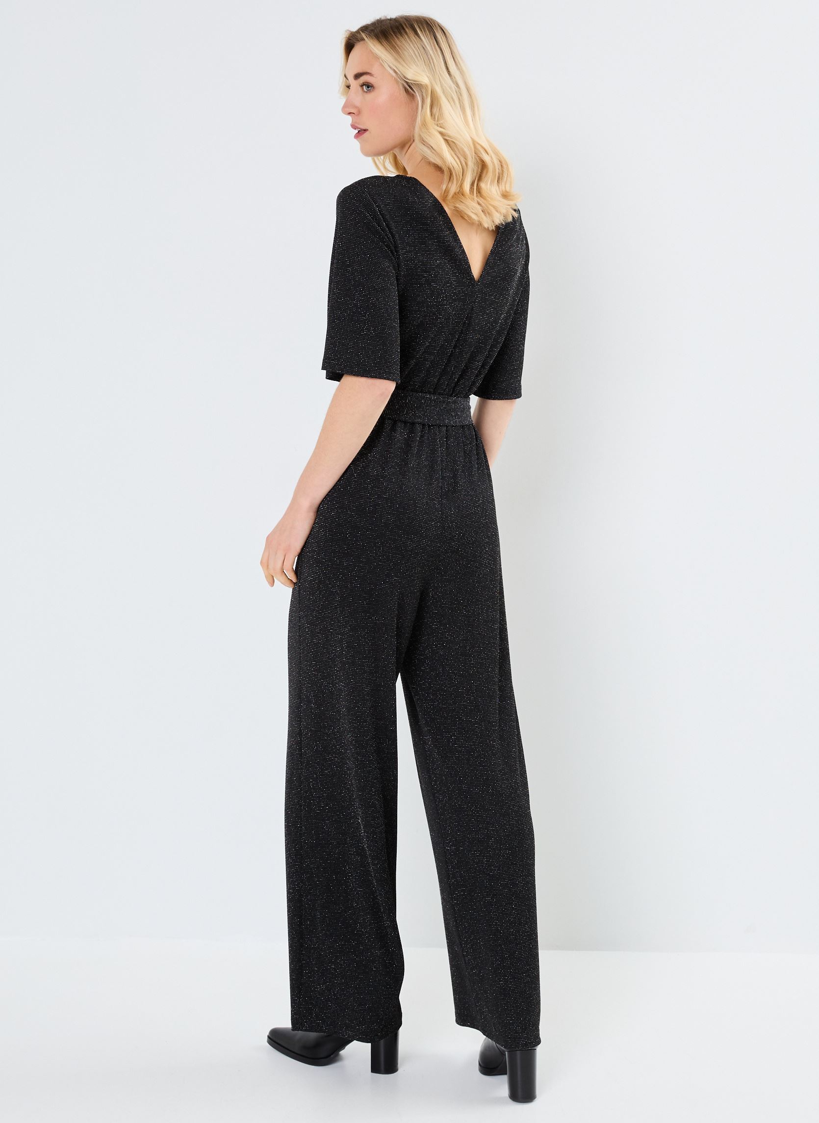 Broekpakken VMKANVA SS GLITTER JUMPSUIT JRS dames zwart Vero Moda Broekpakken VMKANVA SS GLITTER JUMPSUIT JRS dames zwart Black
