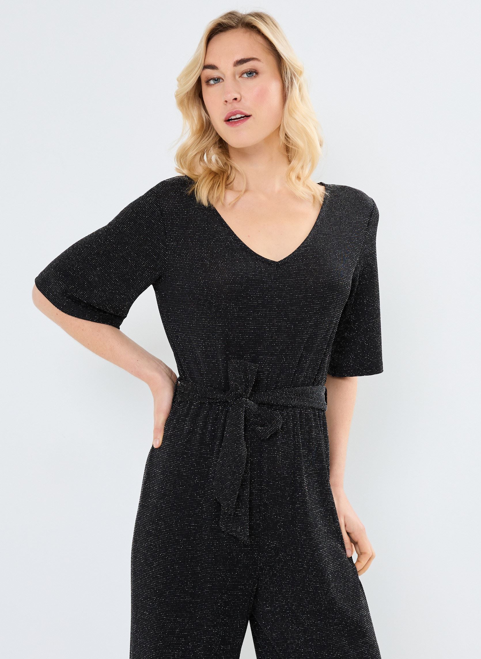 Broekpakken VMKANVA SS GLITTER JUMPSUIT JRS dames zwart Vero Moda Broekpakken VMKANVA SS GLITTER JUMPSUIT JRS dames zwart Black