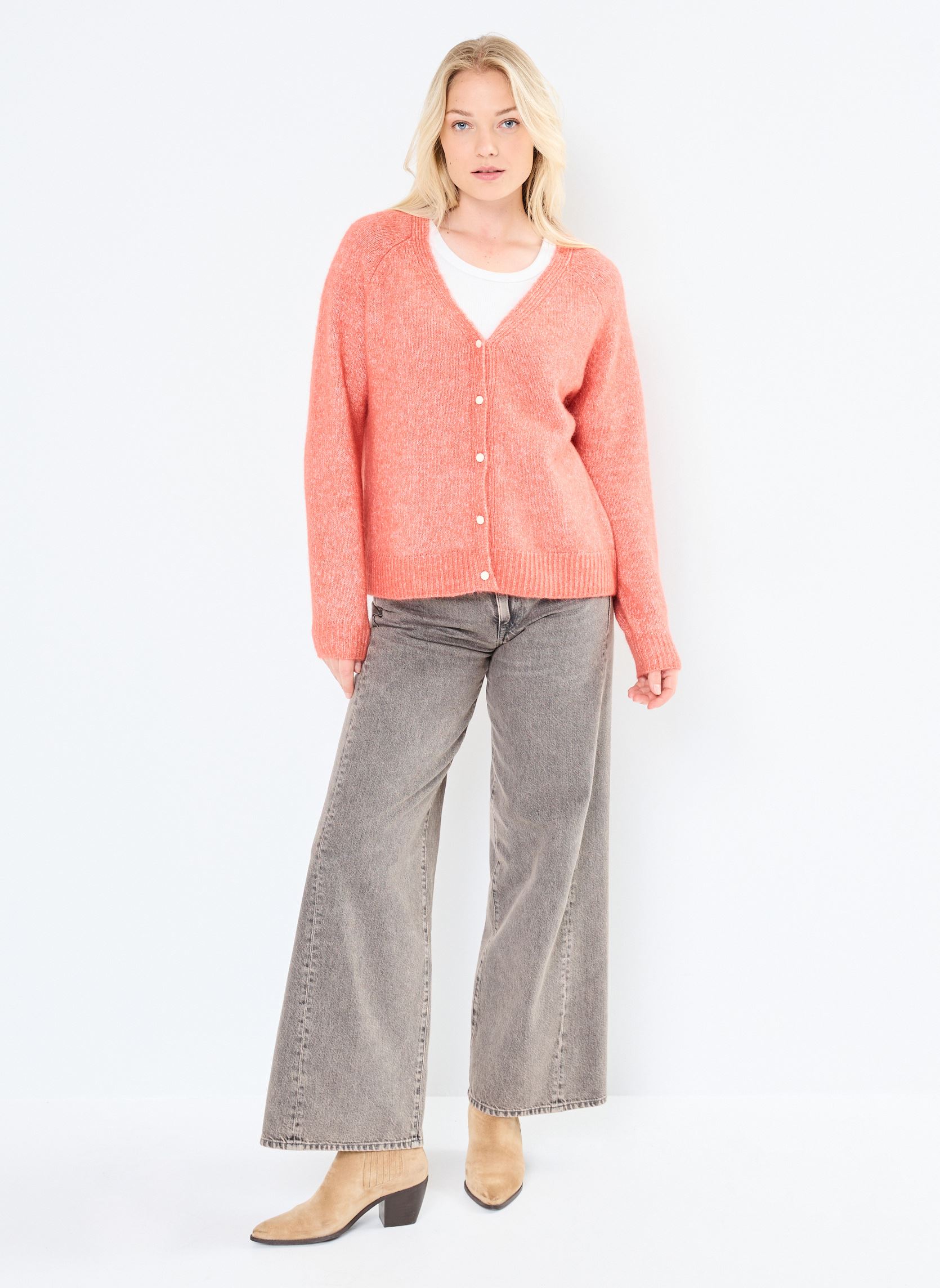 Strickjacken und Westen VMPIA LS 2WAY CARDIGAN GA BOO damen orange Vero Moda Strickjacken und Westen VMPIA LS 2WAY CARDIGAN GA BOO damen orange Burnt Sienna