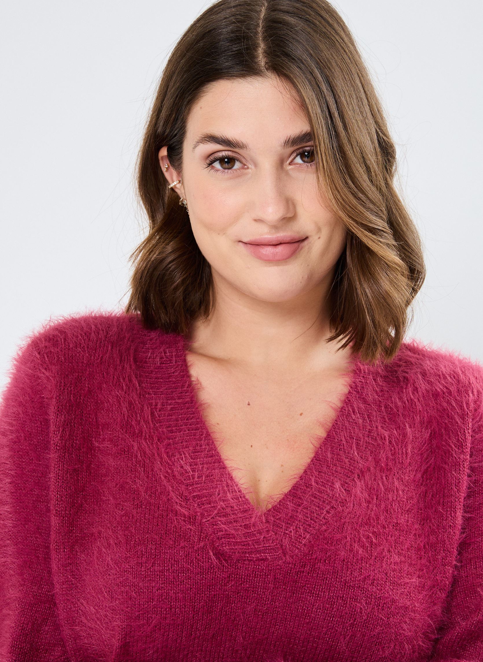 Truien VMPOILU LS V-NECK PULLOVER FR dames roze Vero Moda Truien VMPOILU LS V-NECK PULLOVER FR dames roze RED PLUM