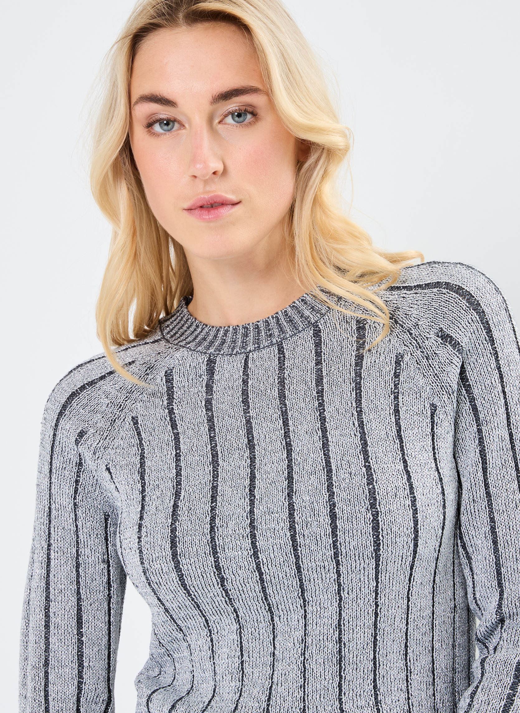 Pullover VMVANJA LS O-NECK PULLOVER damen silber Vero Moda Pullover VMVANJA LS O-NECK PULLOVER damen silber Asphalt
