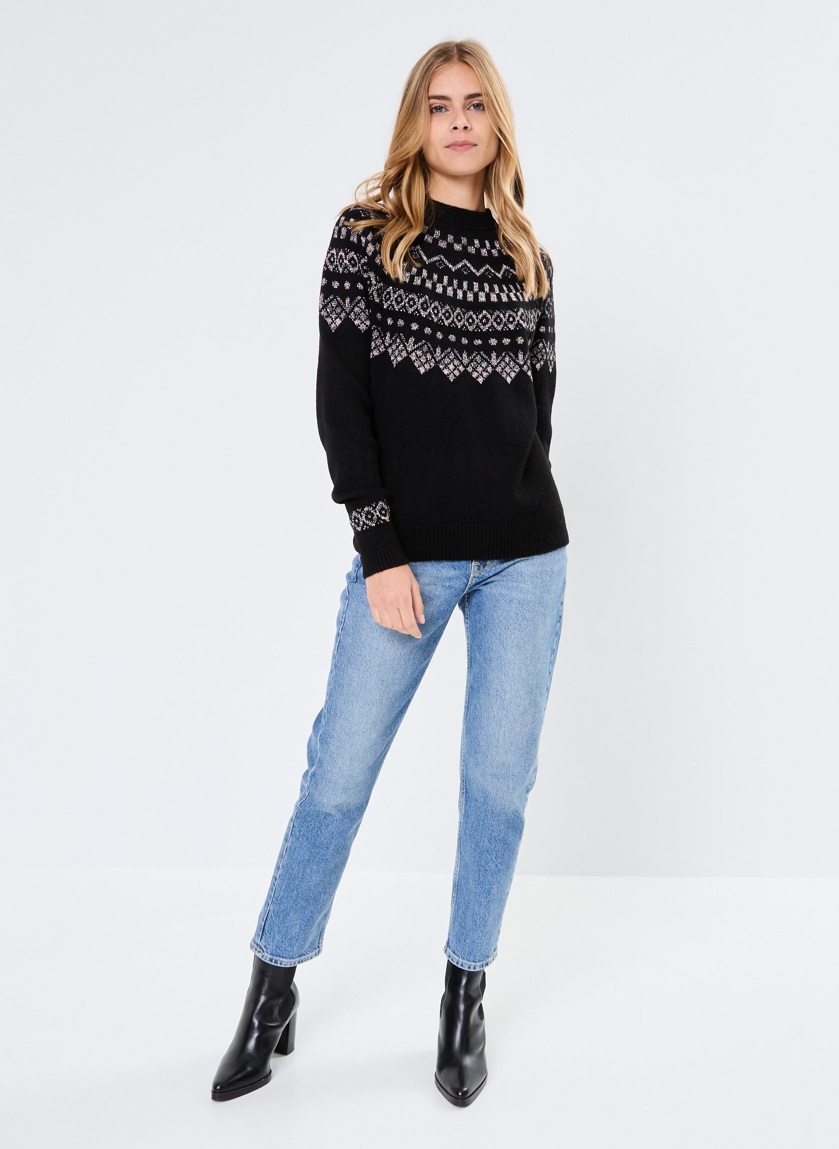 Pulls MONJACQUARD femme noir MADE BY Pulls MONJACQUARD femme noir IMP_JACQUARD NOEL LUREX_NOIR