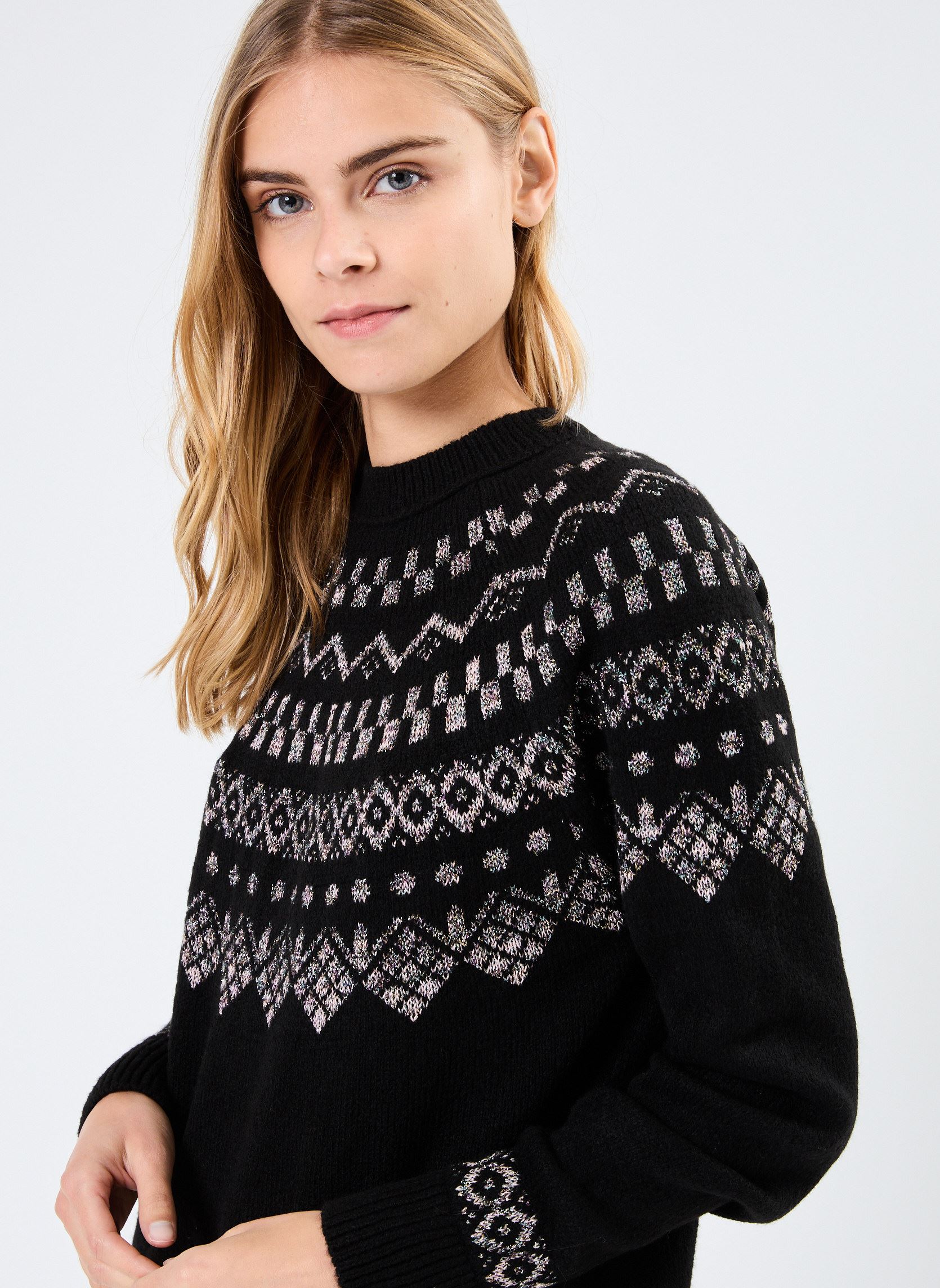 Pulls MONJACQUARD femme noir MADE BY Pulls MONJACQUARD femme noir IMP_JACQUARD NOEL LUREX_NOIR
