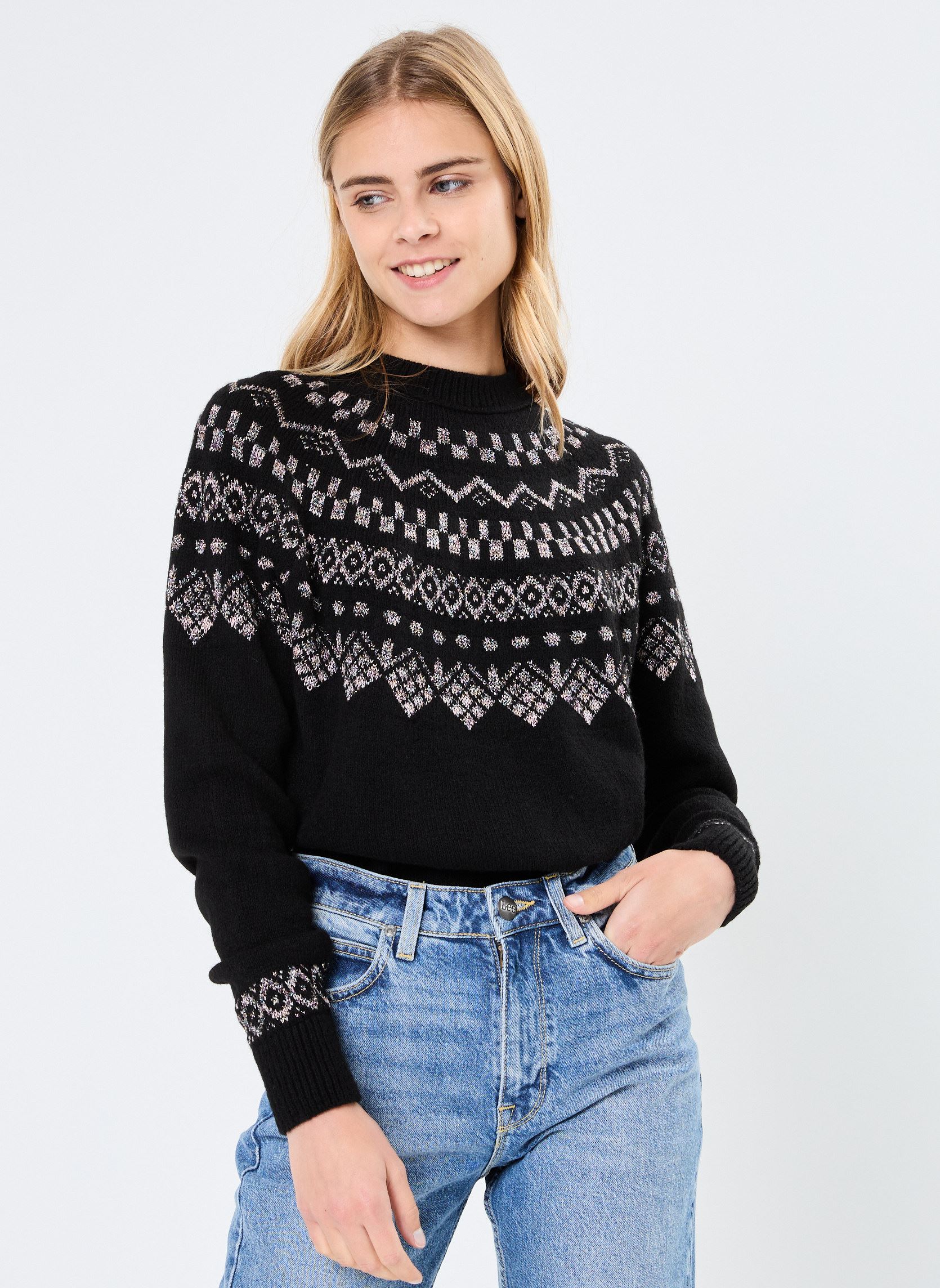 Pulls MONJACQUARD femme noir MADE BY Pulls MONJACQUARD femme noir IMP_JACQUARD NOEL LUREX_NOIR