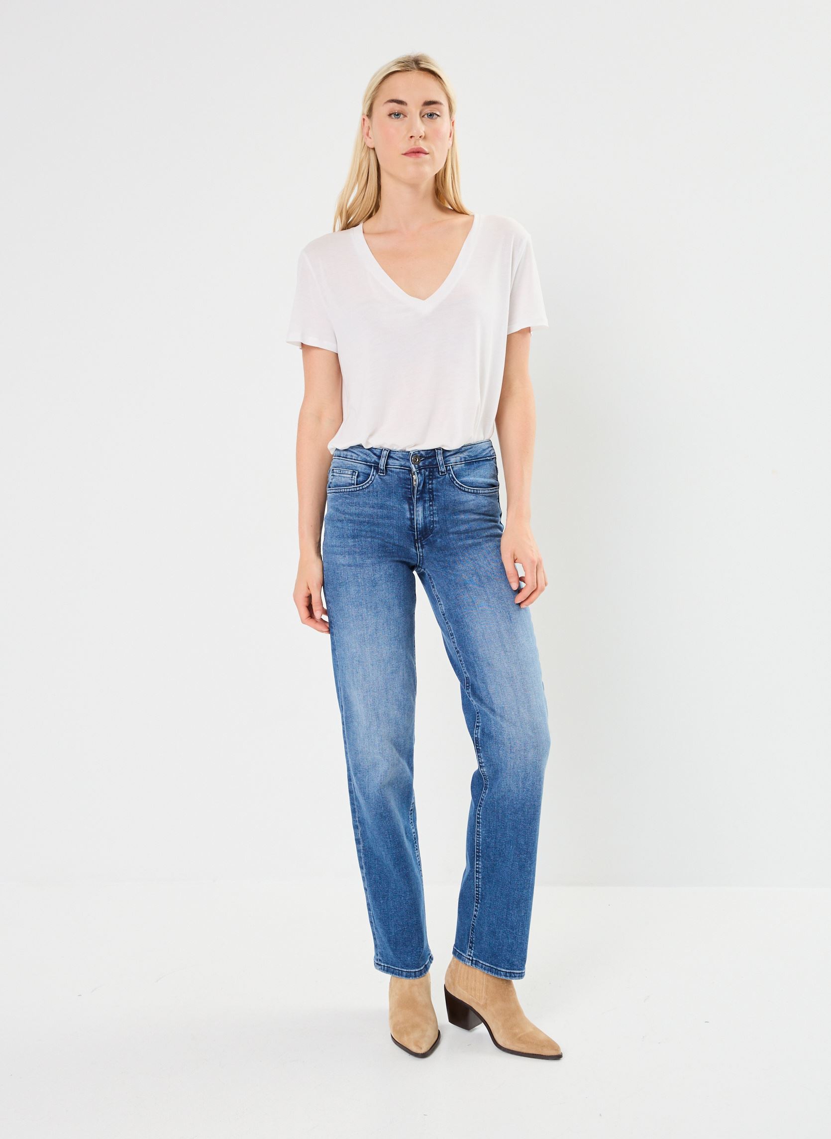 Rechte jeans / Straight Leg Jeans IHTWIGGY STRAIGHT LONG dames blauw Ichi Rechte jeans / Straight Leg Jeans IHTWIGGY STRAIGHT LONG dames blauw Medium Blue