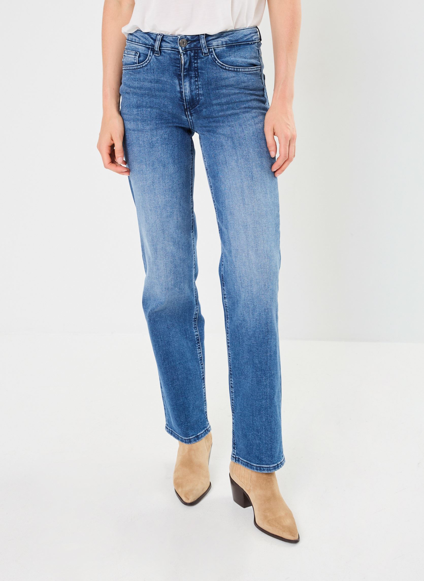 Rechte jeans / Straight Leg Jeans IHTWIGGY STRAIGHT LONG dames blauw Ichi Rechte jeans / Straight Leg Jeans IHTWIGGY STRAIGHT LONG dames blauw Medium Blue