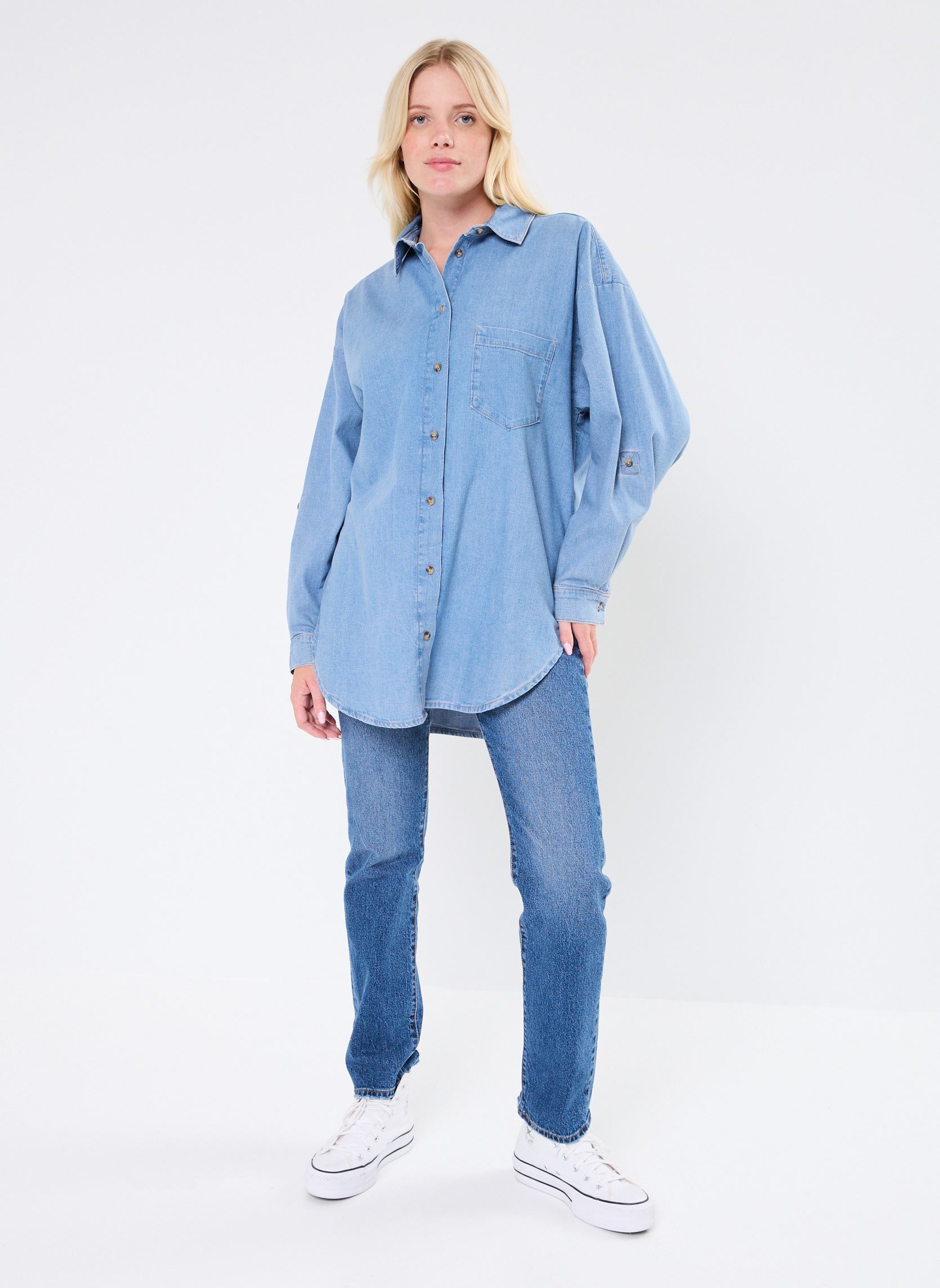 Chemises manches longues IHDIVER SH femme bleu Ichi Chemises manches longues IHDIVER SH femme bleu WASHED BLUE, DENIM