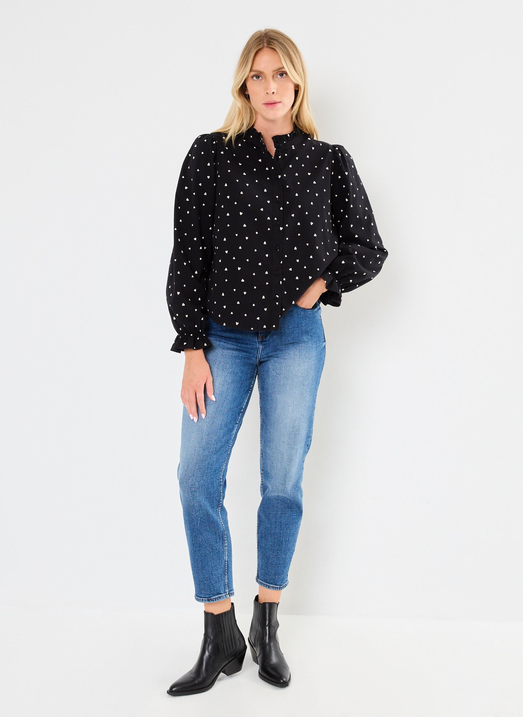 Blouses manches longues IHQWISSA SH femme noir Ichi Blouses manches longues IHQWISSA SH femme noir Black Heart aop