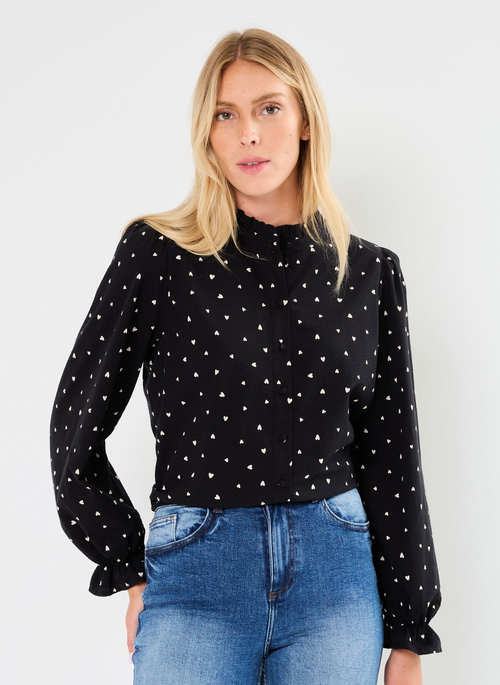 Blouses manches longues IHQWISSA SH femme noir Ichi Blouses manches longues IHQWISSA SH femme noir Black Heart aop
