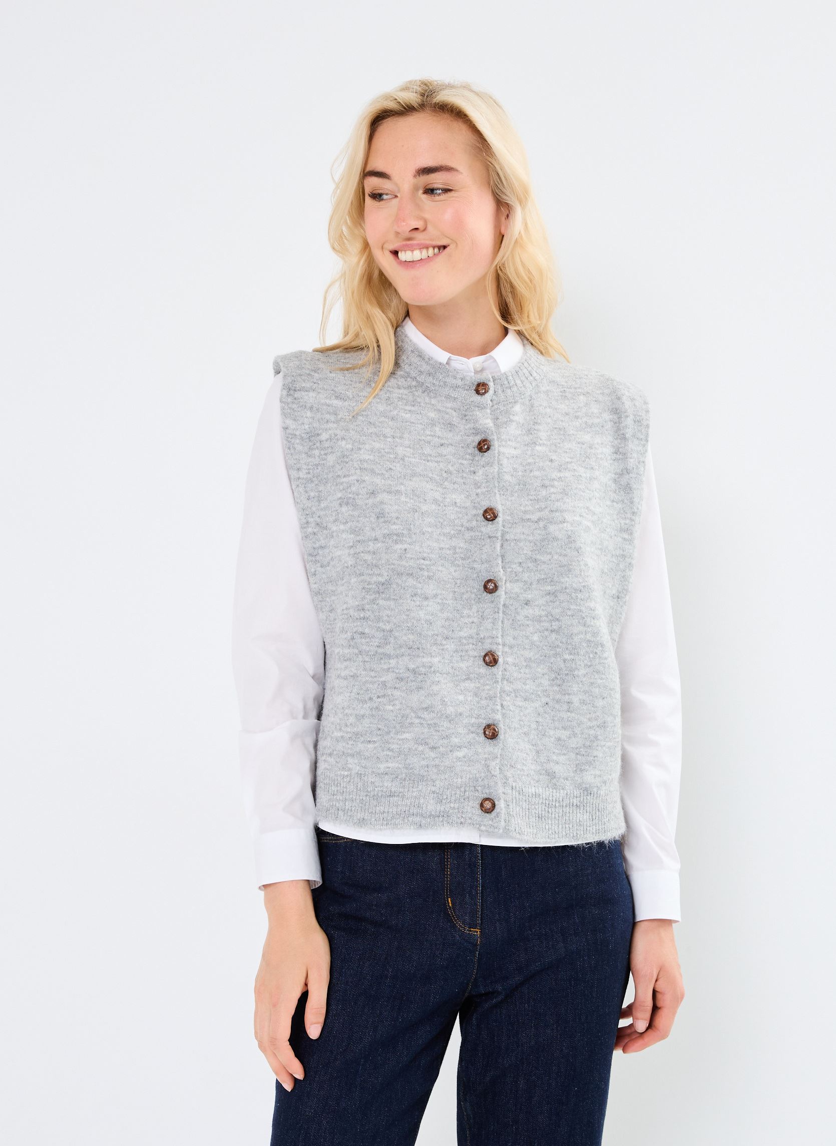 Gilets IHLAMORA WA femme gris Ichi Gilets IHLAMORA WA femme gris GREY MELANGE