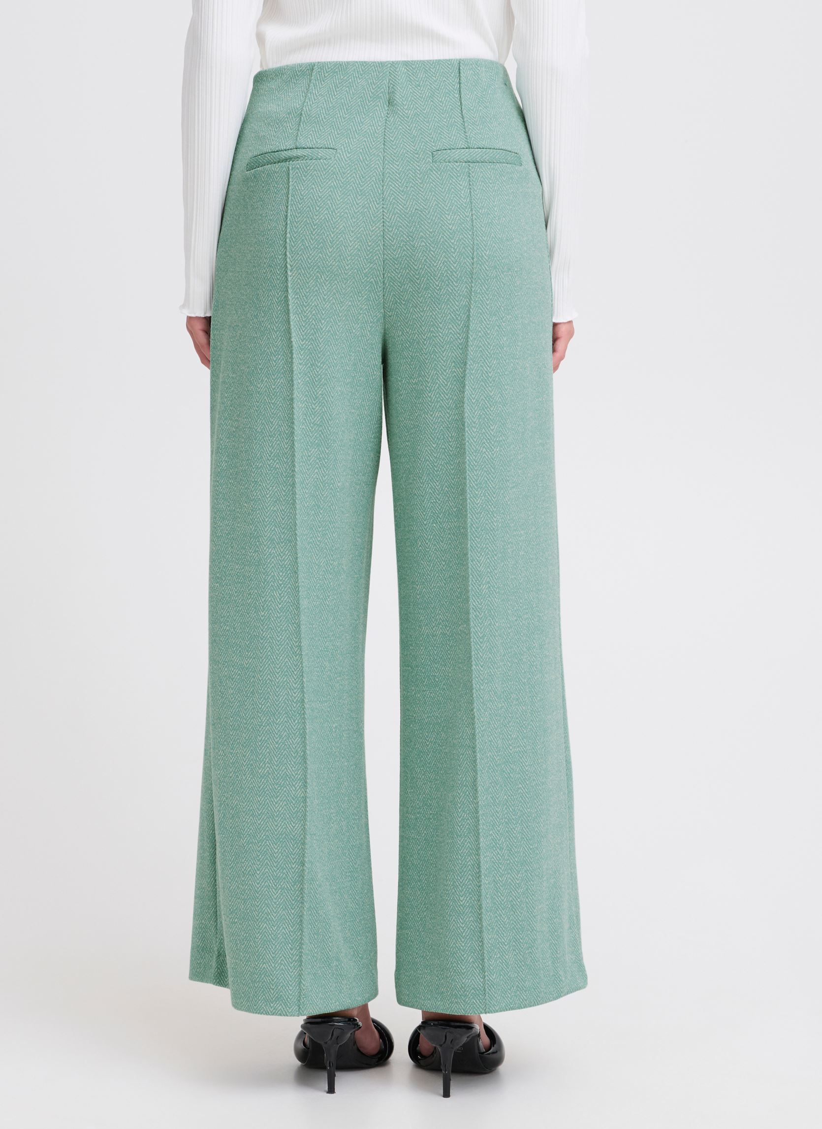 Pantalons larges IHKATE JACQUARD PA9 femme vert Ichi Pantalons larges IHKATE JACQUARD PA9 femme vert Beryl Green/Almond Herringbone