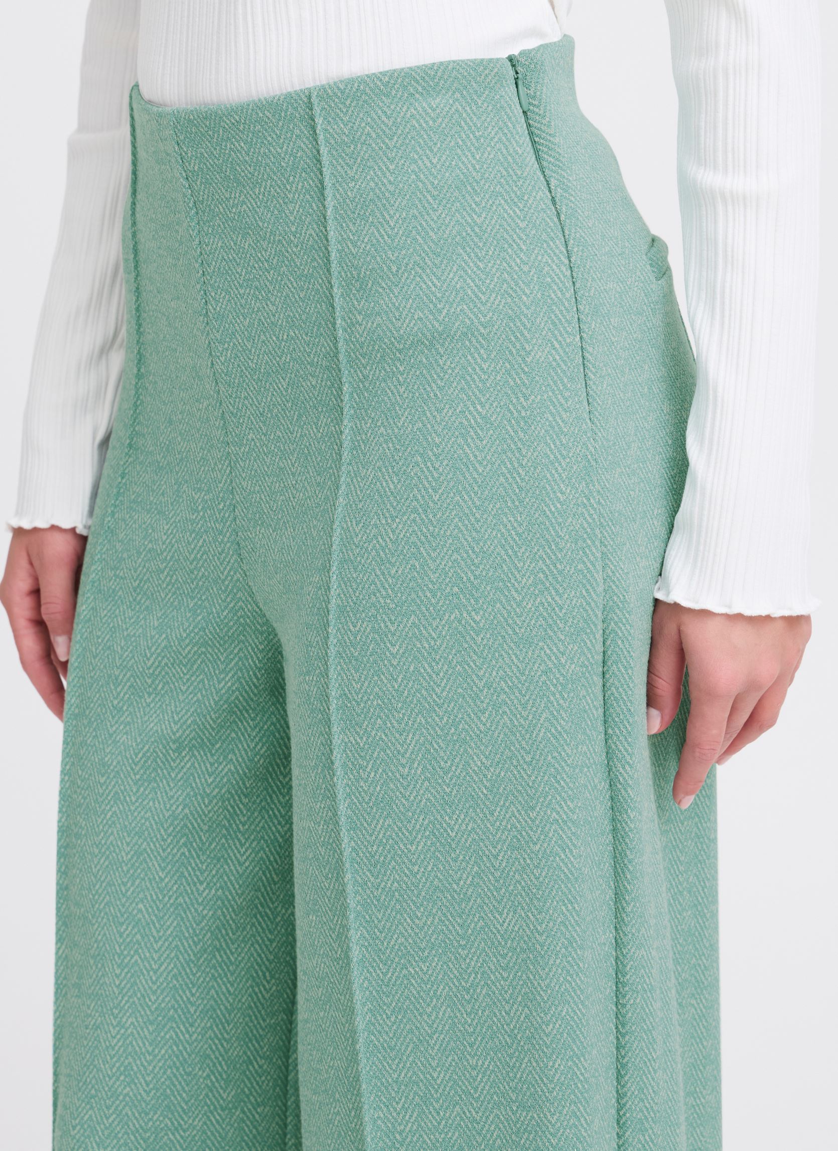Pantalons larges IHKATE JACQUARD PA9 femme vert Ichi Pantalons larges IHKATE JACQUARD PA9 femme vert Beryl Green/Almond Herringbone