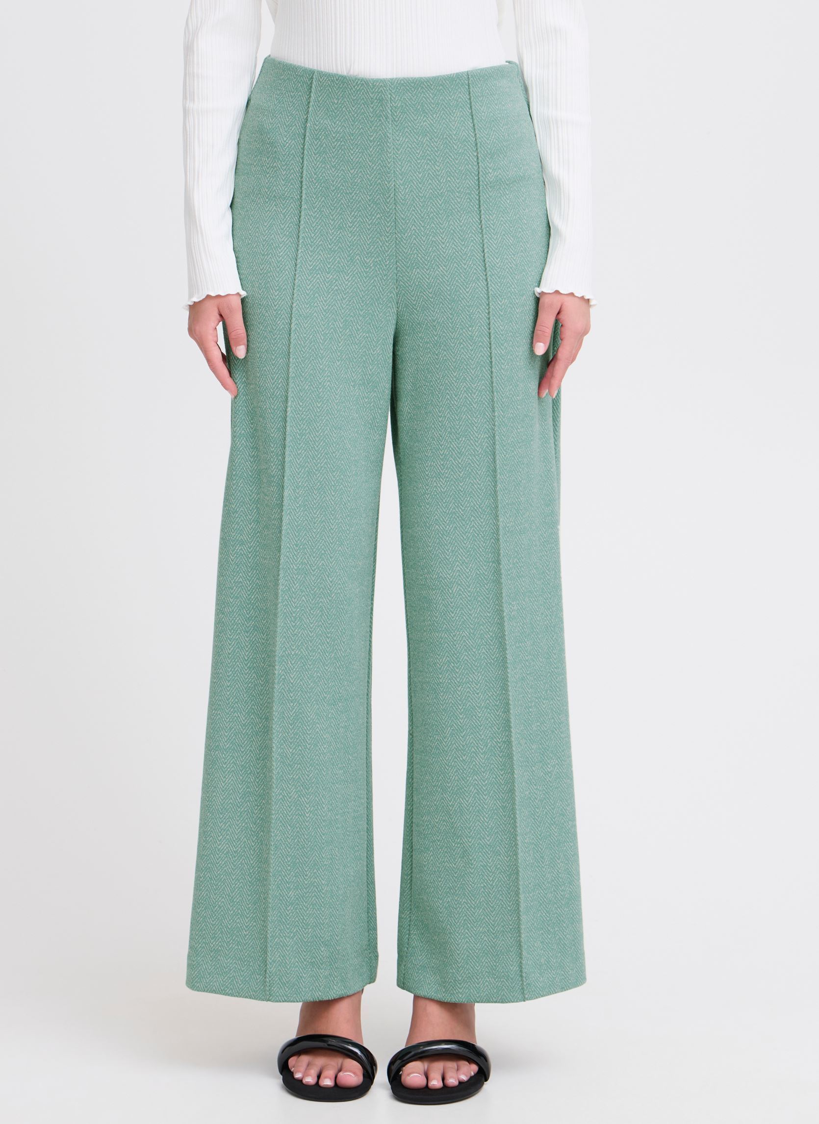 Pantalons larges IHKATE JACQUARD PA9 femme vert Ichi Pantalons larges IHKATE JACQUARD PA9 femme vert Beryl Green/Almond Herringbone