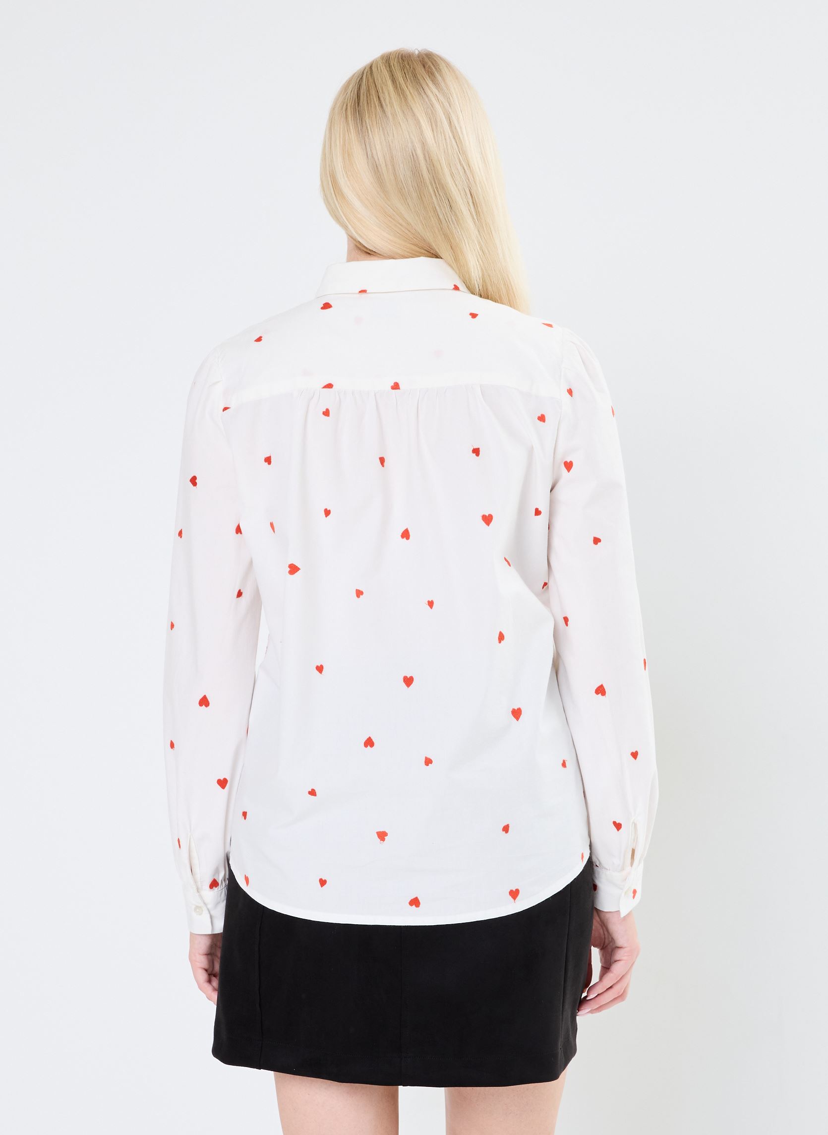 Chemises manches longues IHSANAZ SH femme blanc Ichi Chemises manches longues IHSANAZ SH femme blanc Cloud Dancer/Orange.com Heart