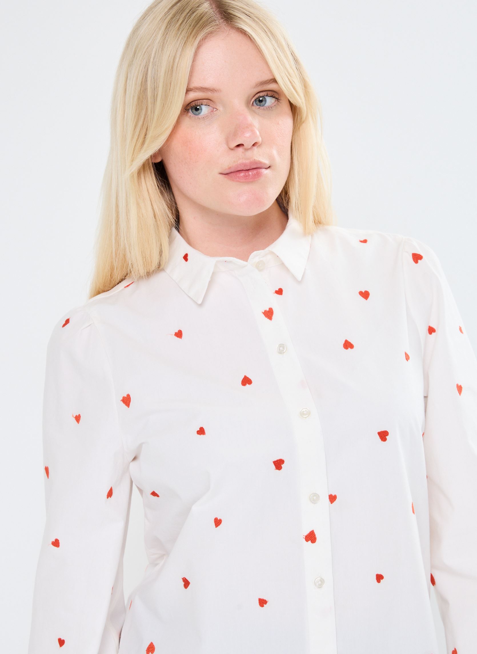 Chemises manches longues IHSANAZ SH femme blanc Ichi Chemises manches longues IHSANAZ SH femme blanc Cloud Dancer/Orange.com Heart