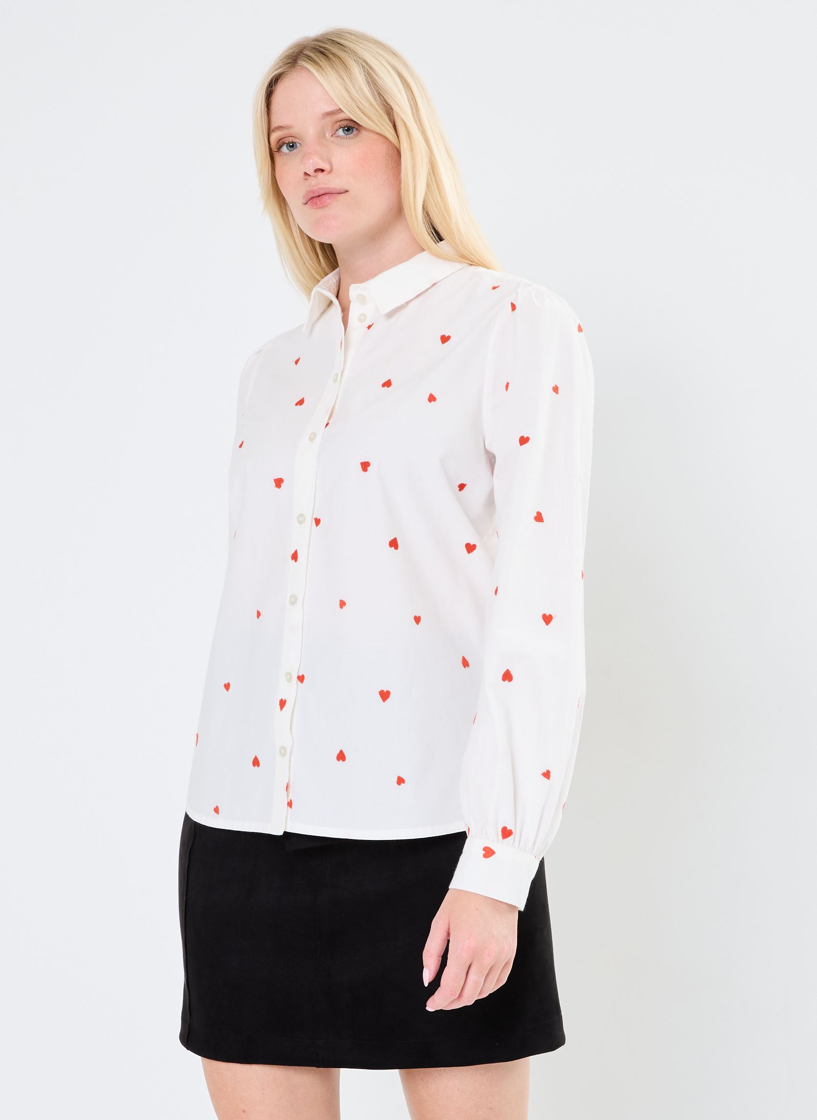 Chemises manches longues IHSANAZ SH femme blanc Ichi Chemises manches longues IHSANAZ SH femme blanc Cloud Dancer/Orange.com Heart