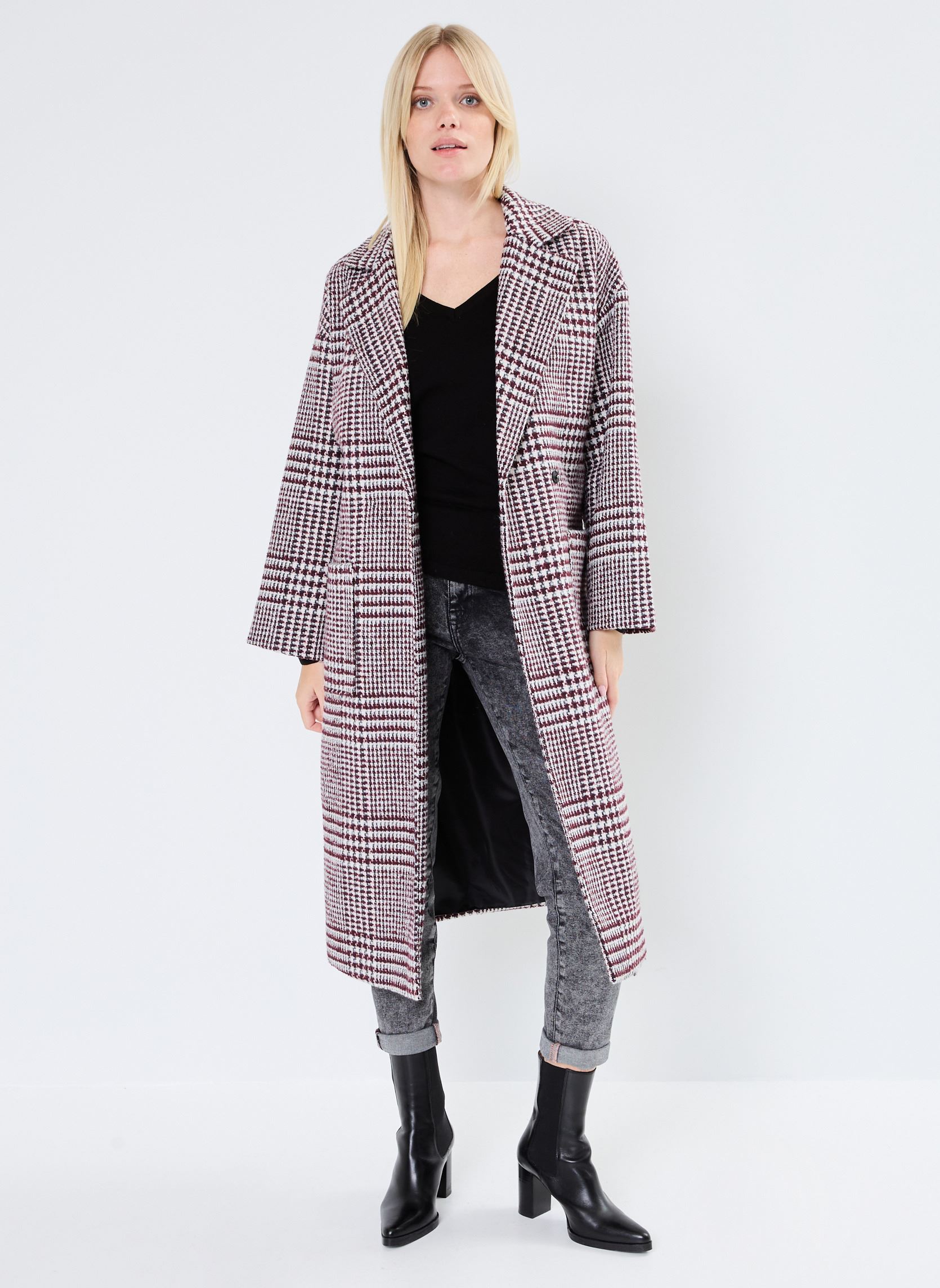 Abrigos IHJANNET CHECK JA3 mujer multicolor Ichi Abrigos IHJANNET CHECK JA3 mujer multicolor Black Brushed Chek