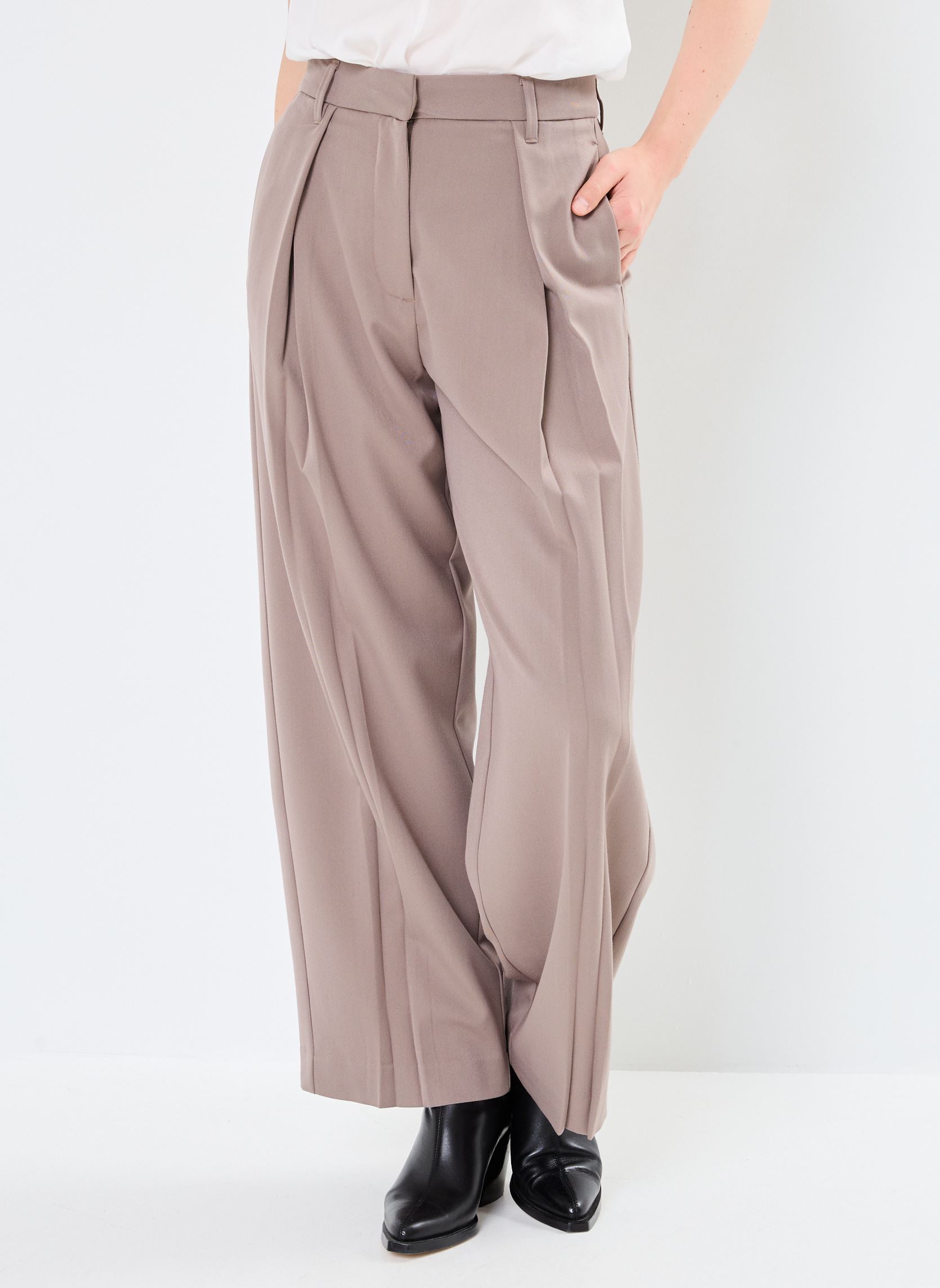 Pantalons larges IHSARIAZ PA femme beige Ichi Pantalons larges IHSARIAZ PA femme beige FUNGI