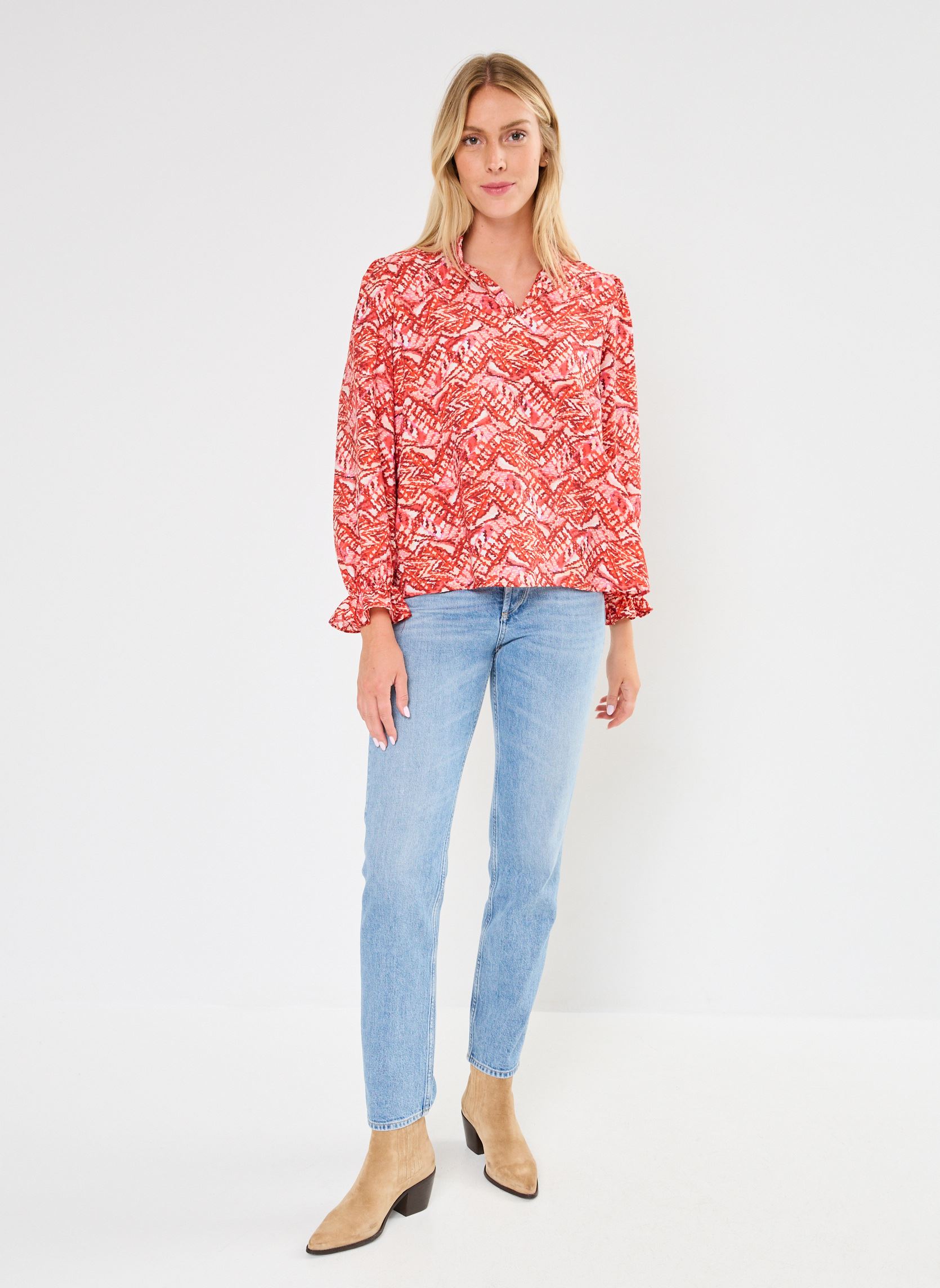 Langarm-Blusen IHFAZORA LS damen orange Ichi Langarm-Blusen IHFAZORA LS damen orange Orange.com Ikat aop