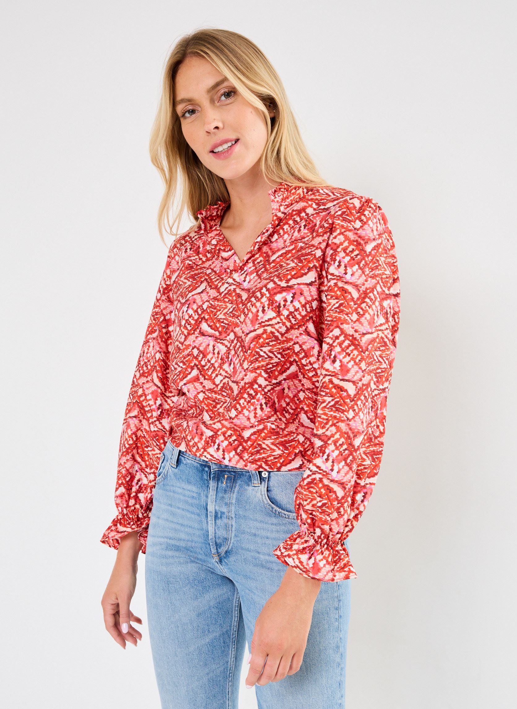 Langarm-Blusen IHFAZORA LS damen orange Ichi Langarm-Blusen IHFAZORA LS damen orange Orange.com Ikat aop