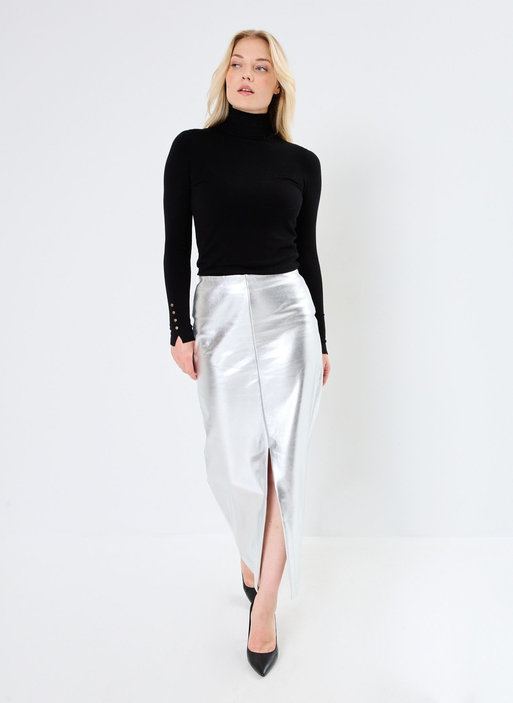 Jupes longues IHKATE METALLIC SK femme argent Ichi Jupes longues IHKATE METALLIC SK femme argent Silver