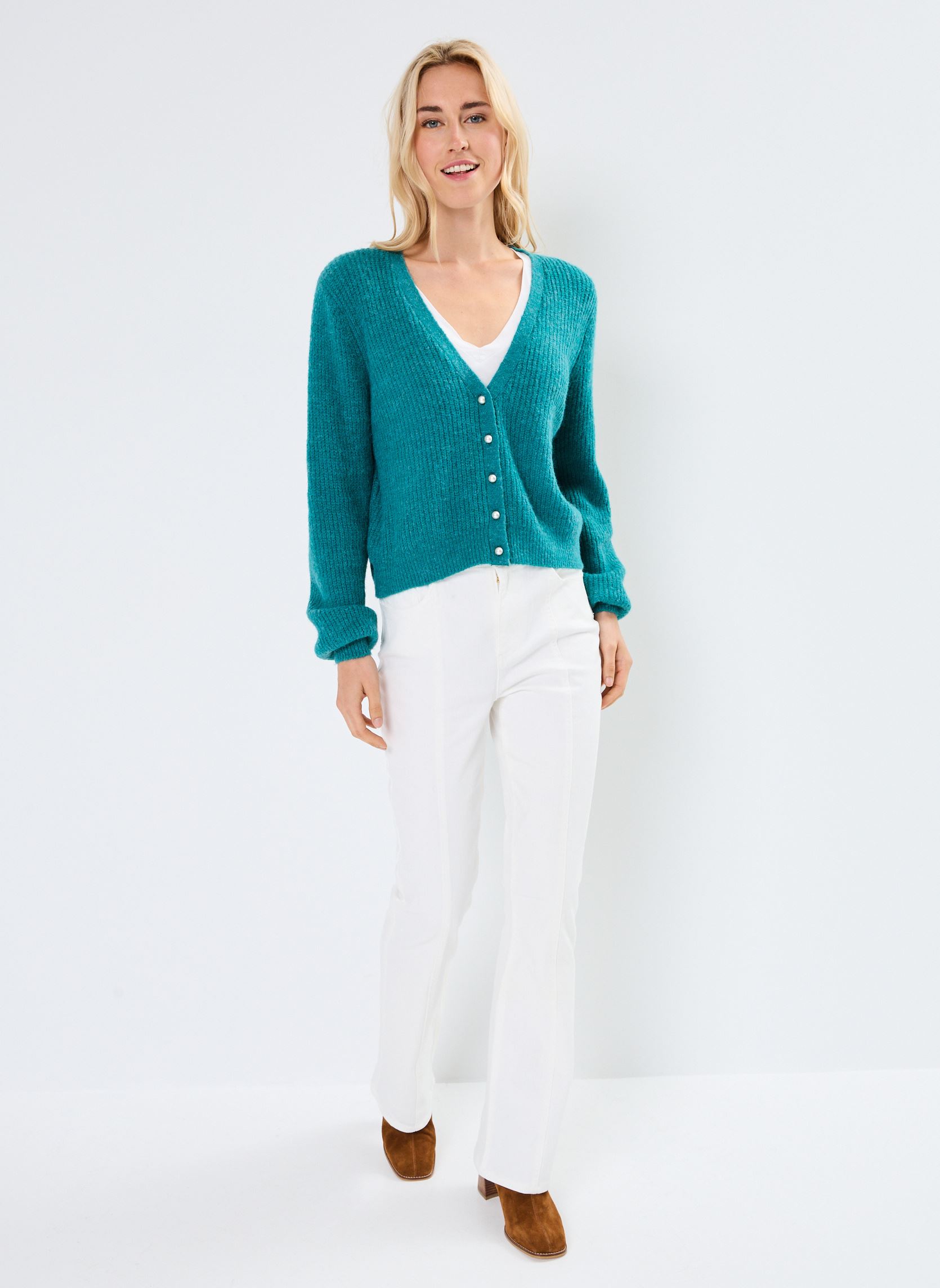 Gilets IHMARIN CA5 femme vert Ichi Gilets IHMARIN CA5 femme vert GREEN-BLUE SLATE
